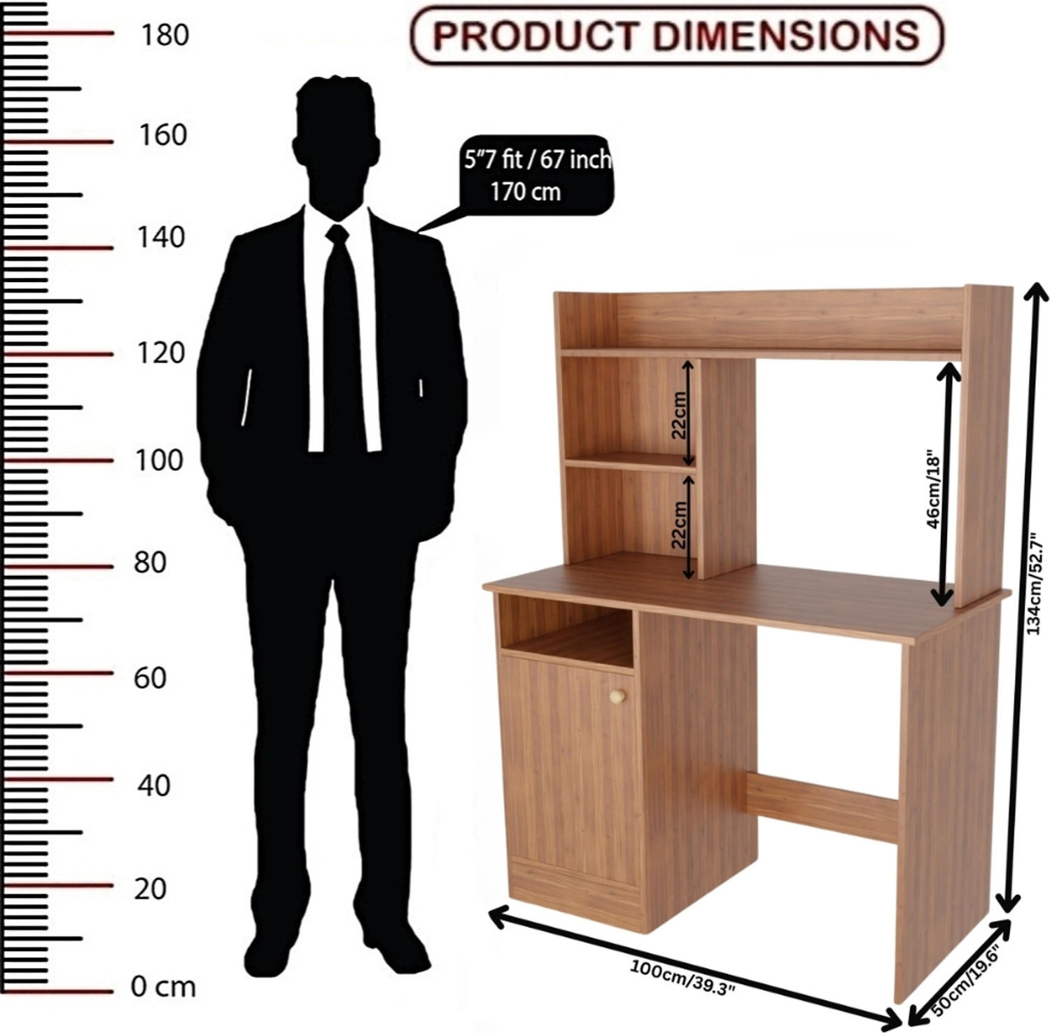 Image of Spyder Craft Multipurpose Portable Study Desk with Hutch Storage & Shelves for Home Office Engineered Wood Study Table