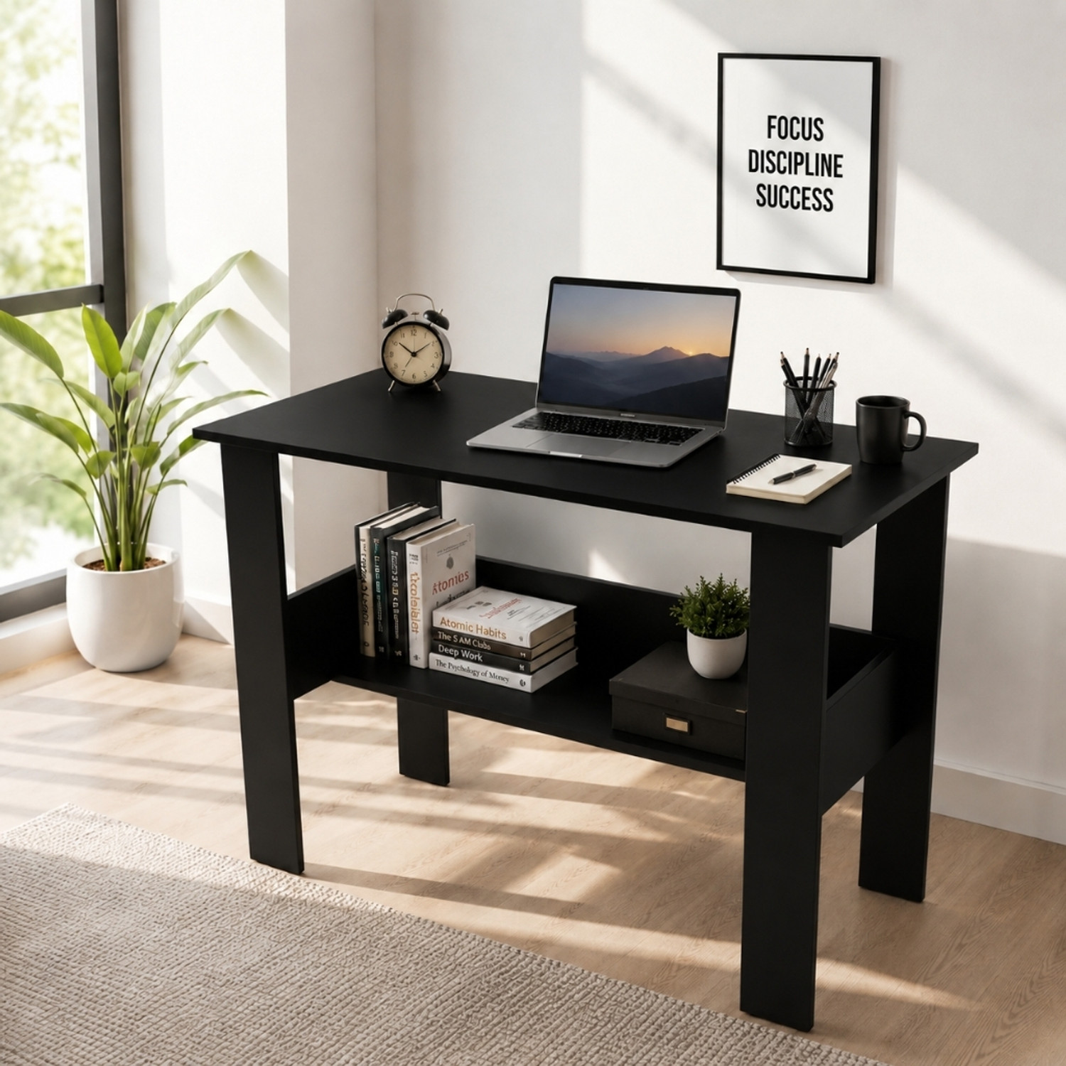 Image of Arizen Portable Work From Home Study Desk Engineered Wood Office Table Engineered Wood Multipurpose Table