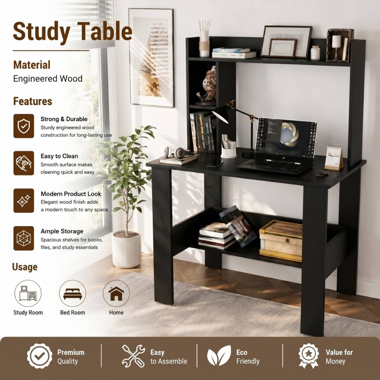 Flipkart Perfect Homes Multipurpose Study Desk with Hutch - Image 4