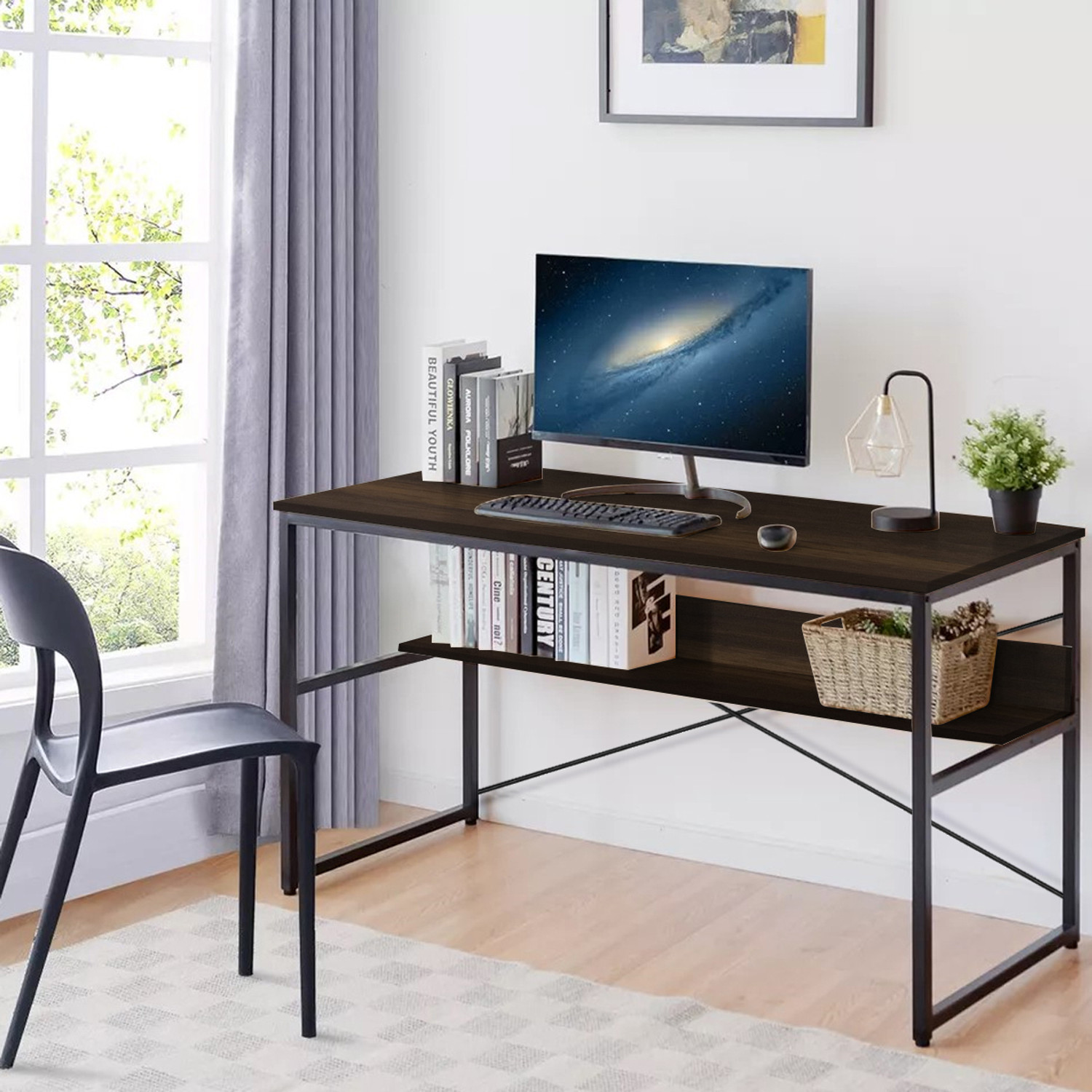 Image of Torche Torche Wood & Metal Finish Study Table| Computer Table for Adults| Home office Engineered Wood Study Table
