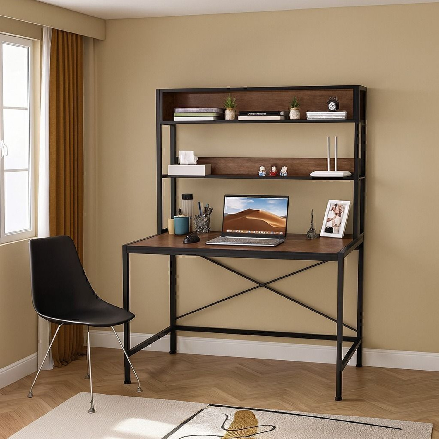 Image of House Of Akasha 3Tier Wooden Office Table Office Desk Computer Table L*90 B*60 H*157cm Engineered Wood Multipurpose Table