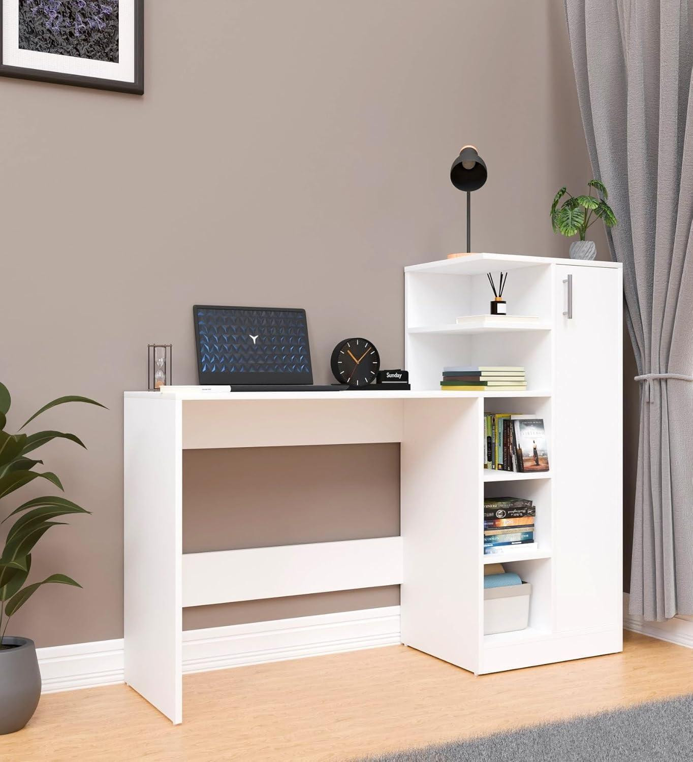 Image of Flipkart Perfect Homes Modern Multipurpose Home Office & Student Desk Study Table with Storage Engineered Wood Study Table