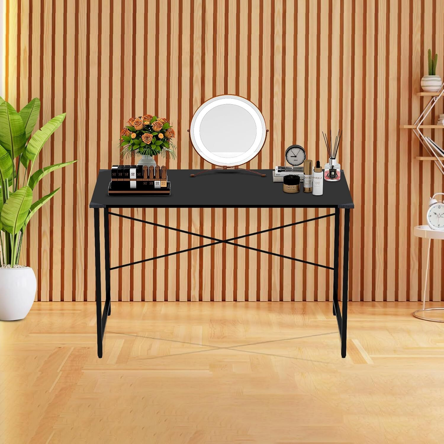Image of wow craft Study Table for Home | Computer Desk Black with Black Legs | 91x60x77 cm Engineered Wood Study Table