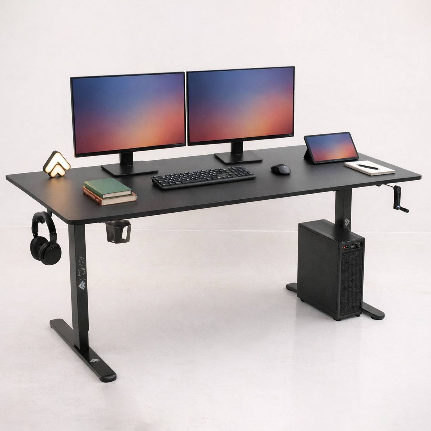 Artikel ARTIKEL Manova Height Adjustable Desk, Manual Crank, 140x60cm Table Engineered Wood Office Table