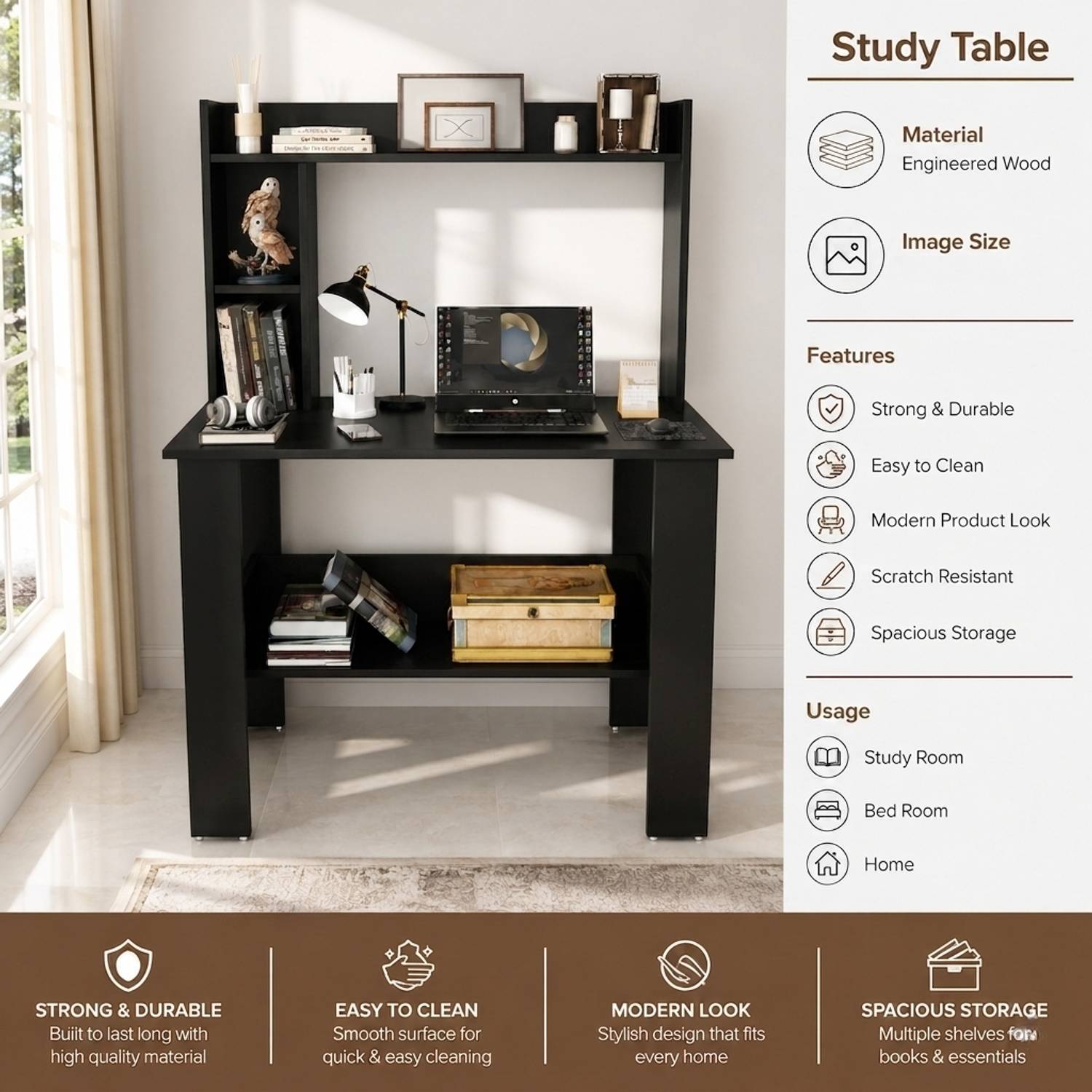 Flipkart Perfect Homes Multipurpose Study Desk with Hutch - Image 5