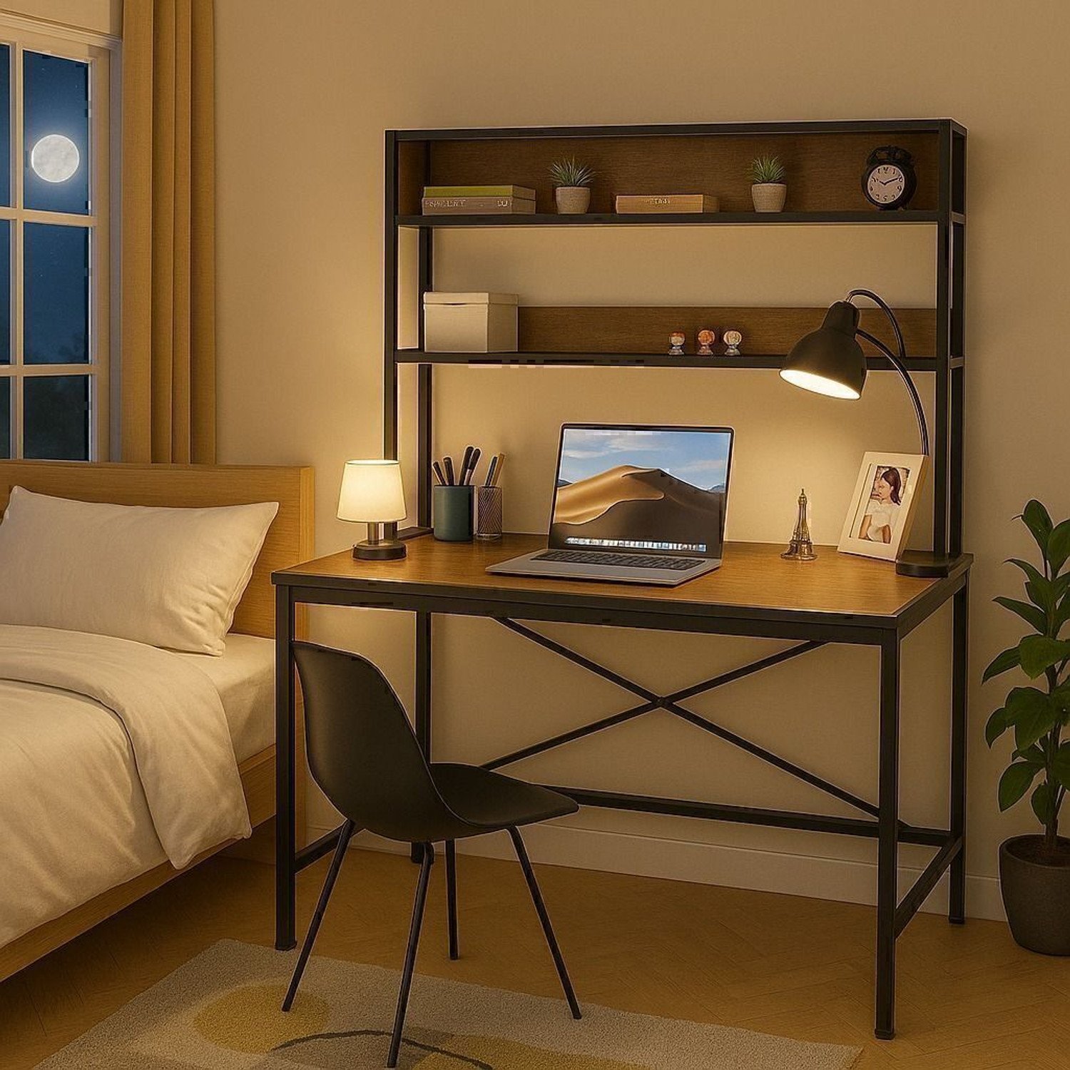 Image of House Of Akasha 3Tier Wooden Office Table Office Desk Computer Table L*90 B*60 H*157cm Engineered Wood Multipurpose Table