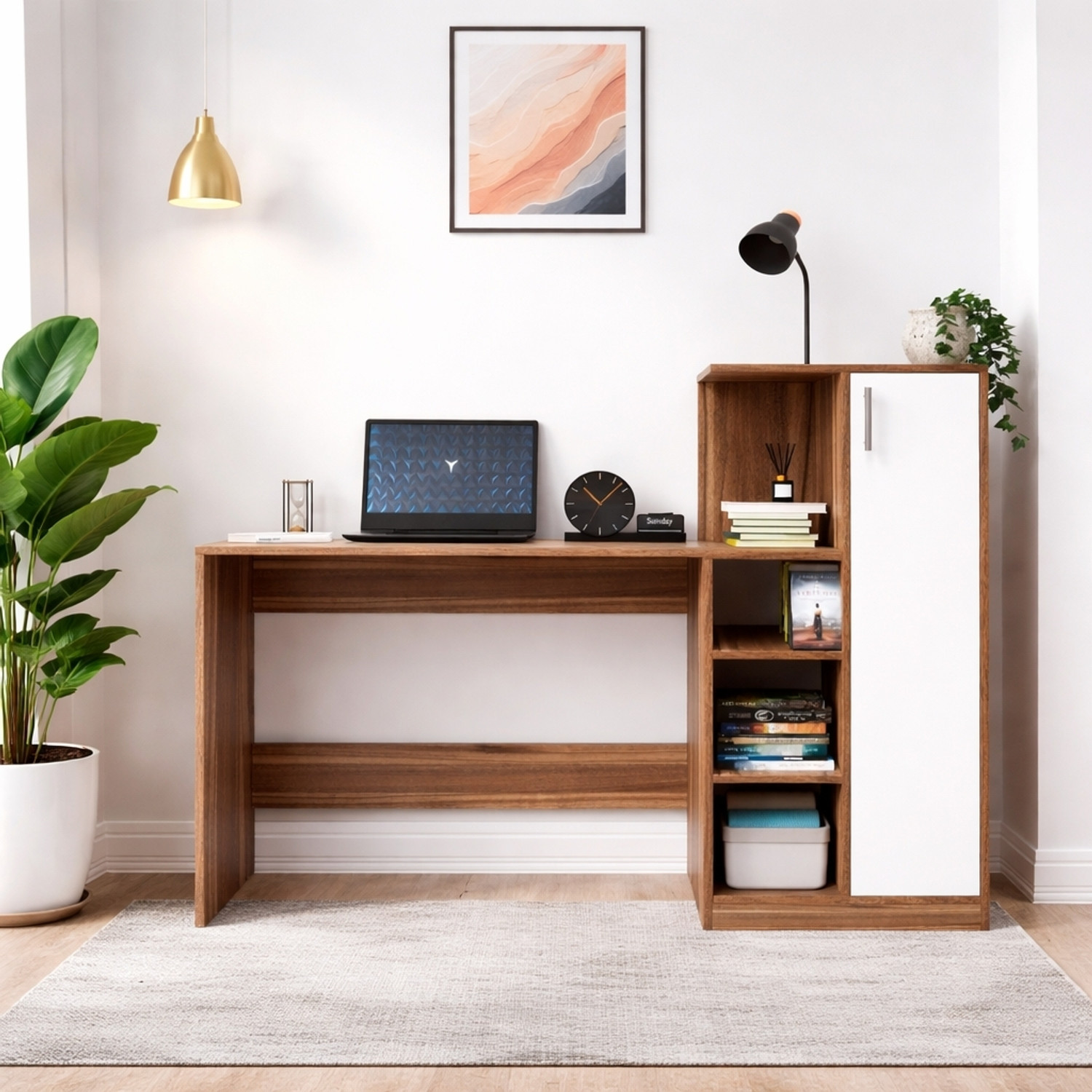 Image of Flipkart Perfect Homes Multipurpose Portable Study Desk with Hutch Storage & Shelves for Home Office Engineered Wood Study Table