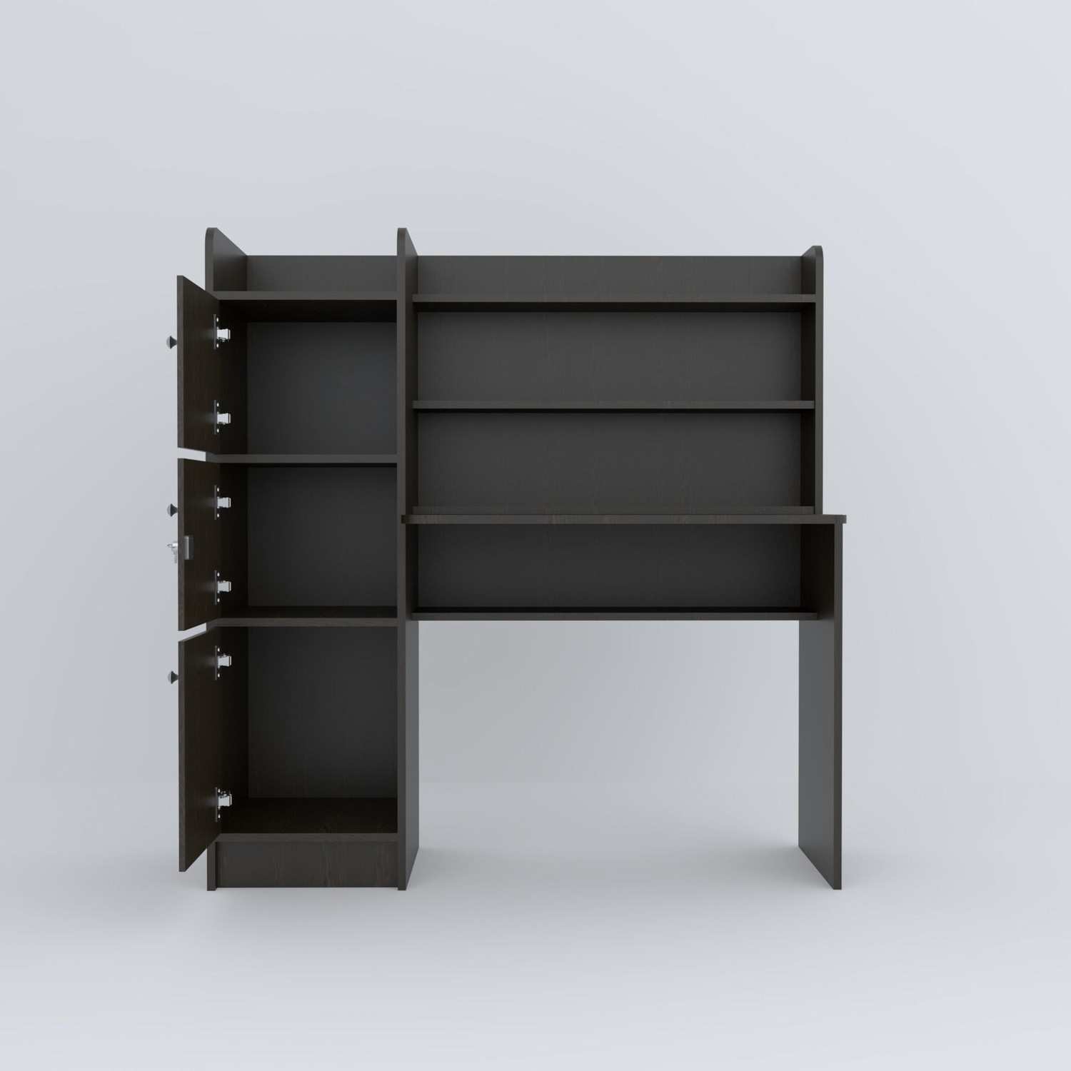 Image of neuspace Phoenix 3 Door Study Table with Storage Shelves & Cabinets Engineered Wood Study Table