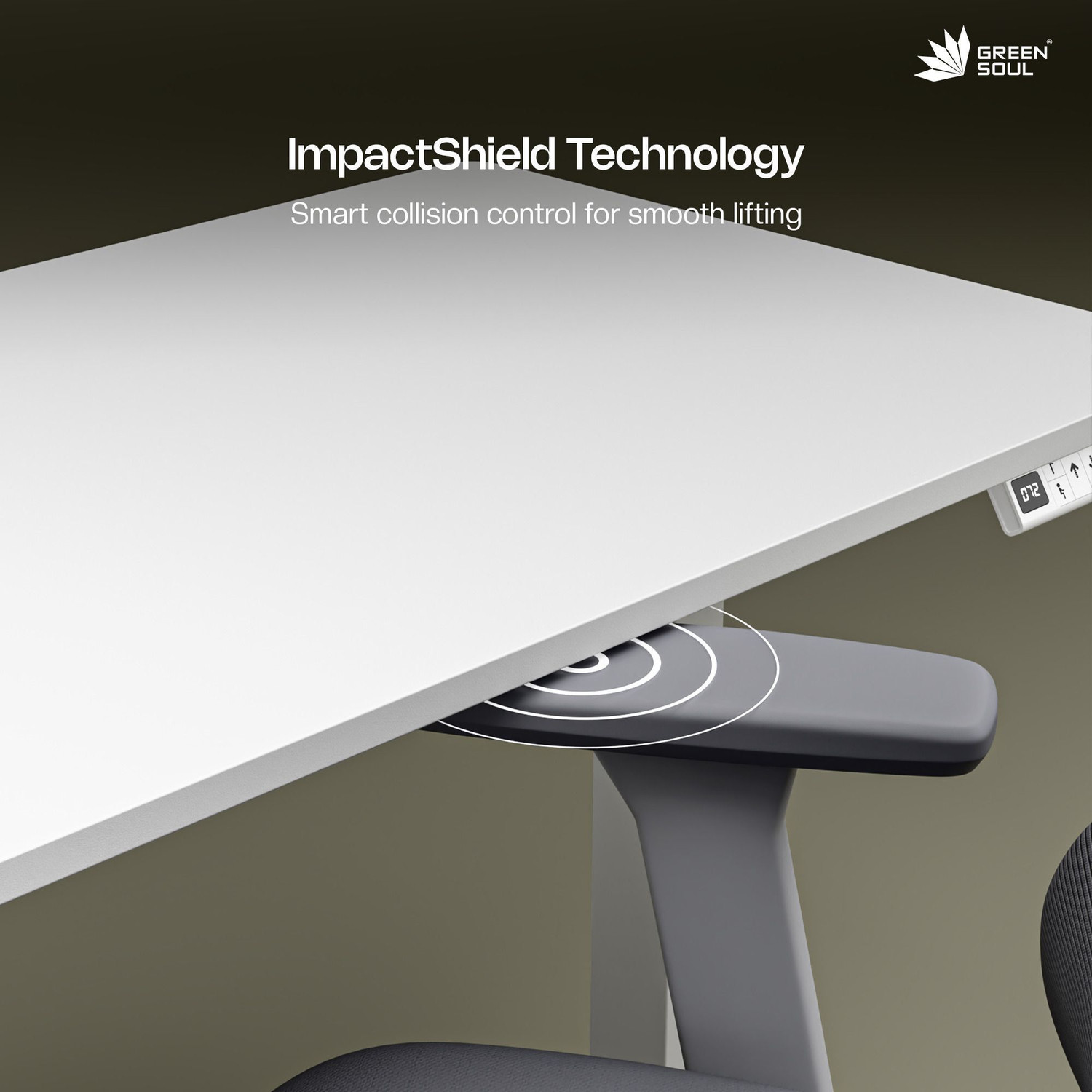 Image of GREEN SOUL Imperium Pro Electric Height Adjustable 120cm wide|ImpactShield Anti-Collision Engineered Wood Office Table