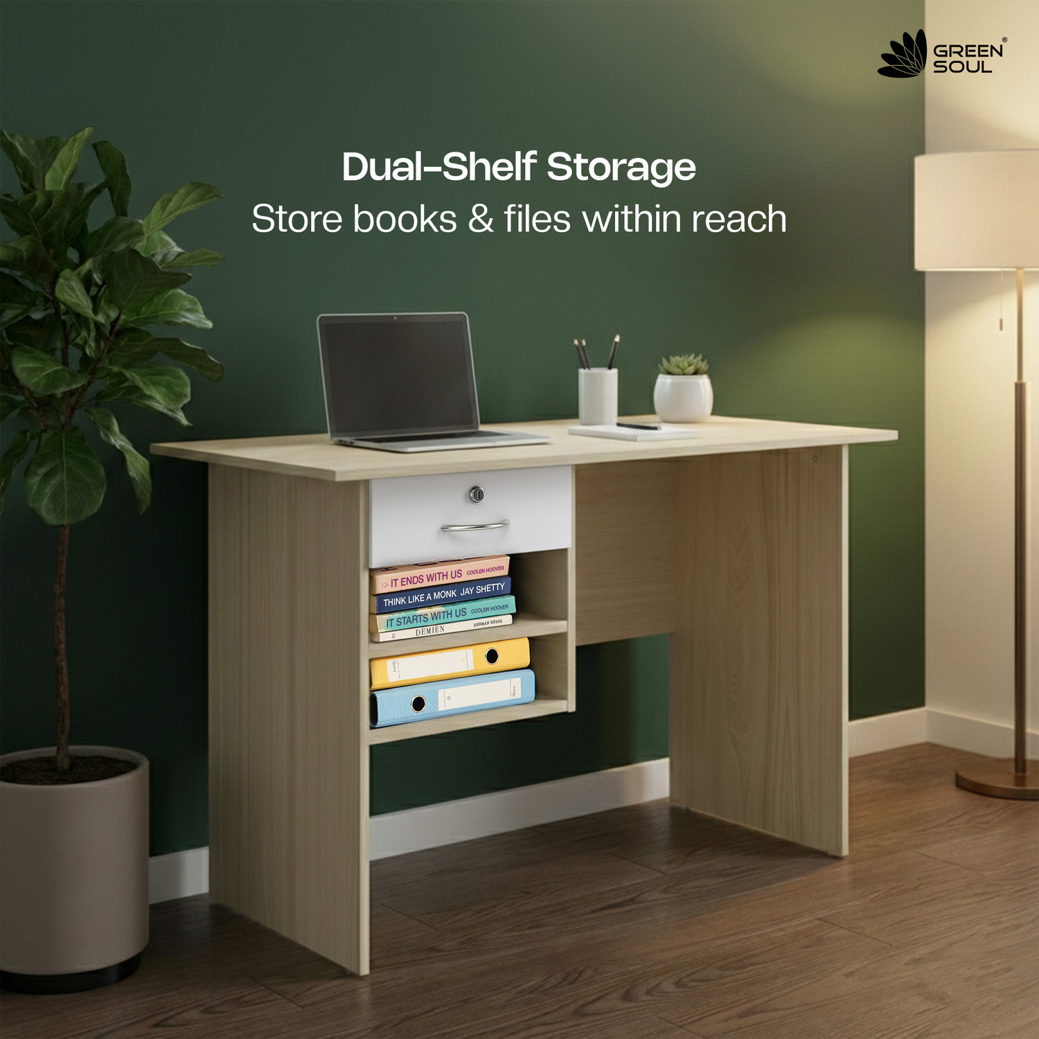 Image of GREEN SOUL Rhine Multipurpose Writing /Computer /Office Table|Ideal Desk for Home & Office Engineered Wood Study Table