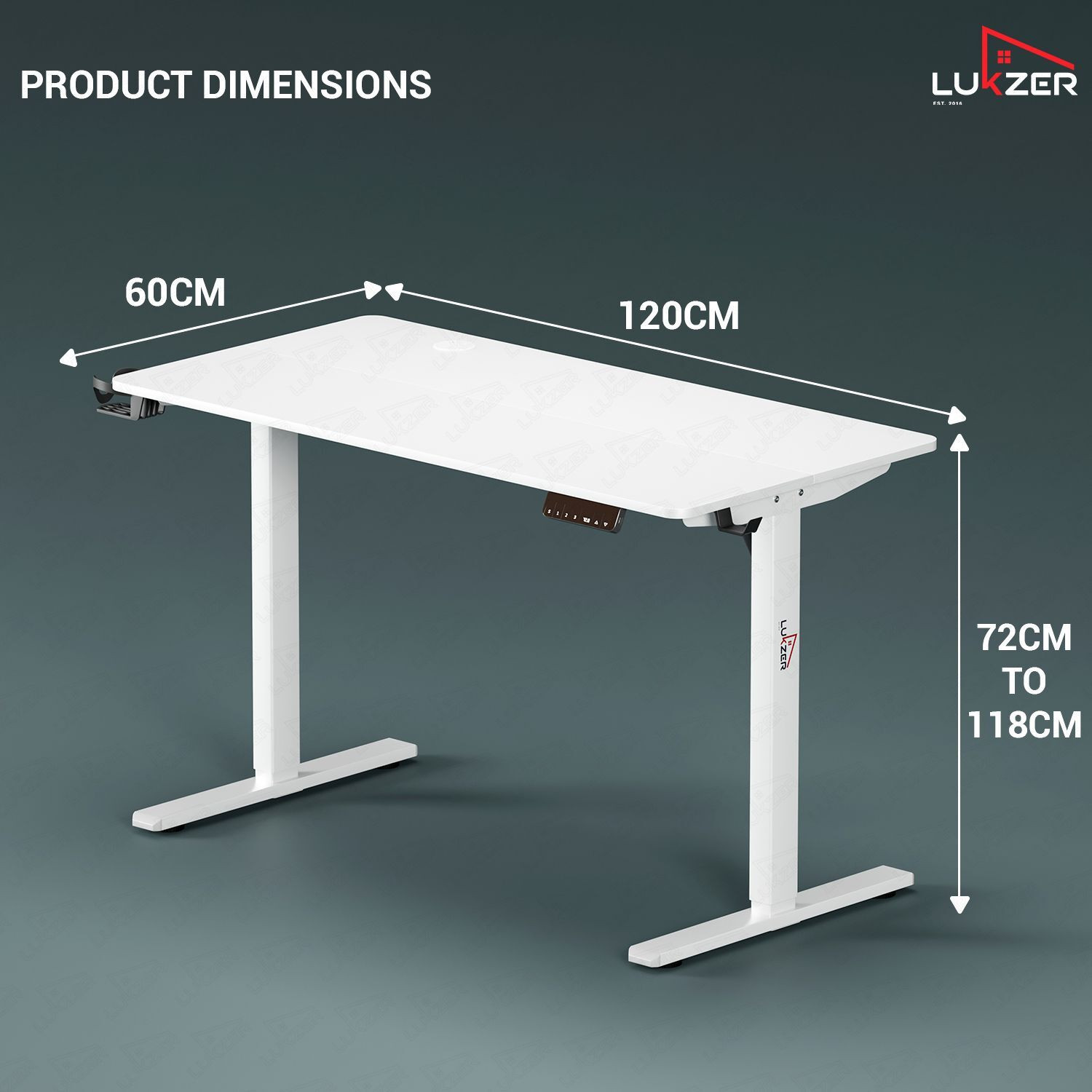 Image of LUKZER EST-003 /UC Sit-Stand Ergonomic Table 600 X 1200 X 720 | Engineered Wood Office Table