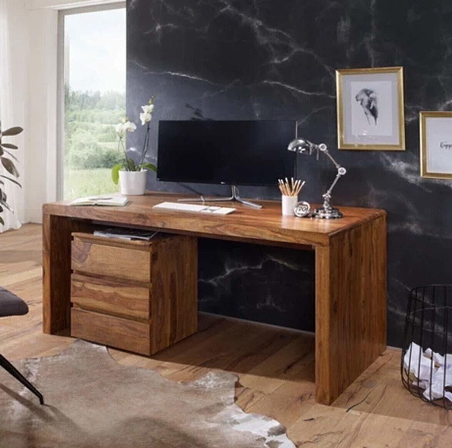 Image of Ganpati Arts Jesphr Rosewood Study Desk With Storage For Kid's Room /Study Room Solid Wood Office Table