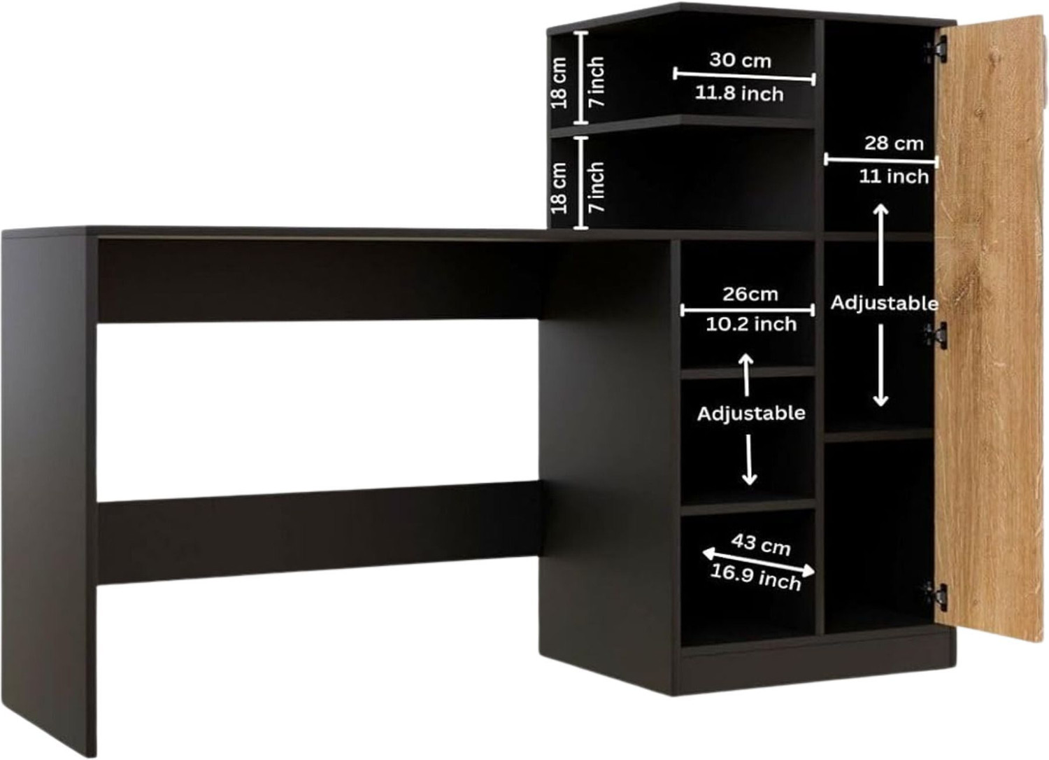 Image of Spyder Craft Multipurpose Portable Study Desk with Hutch Storage & Shelves for Home Office Engineered Wood Study Table
