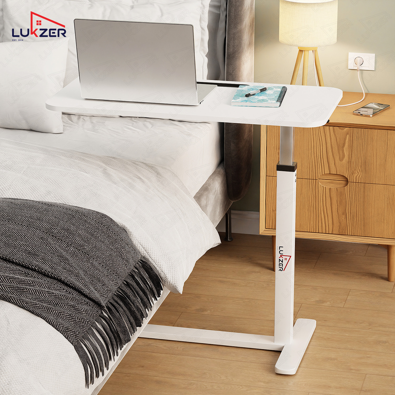 Image of LUKZER Height Adjustable Desk (MST-002) Engineered Wood Office Table