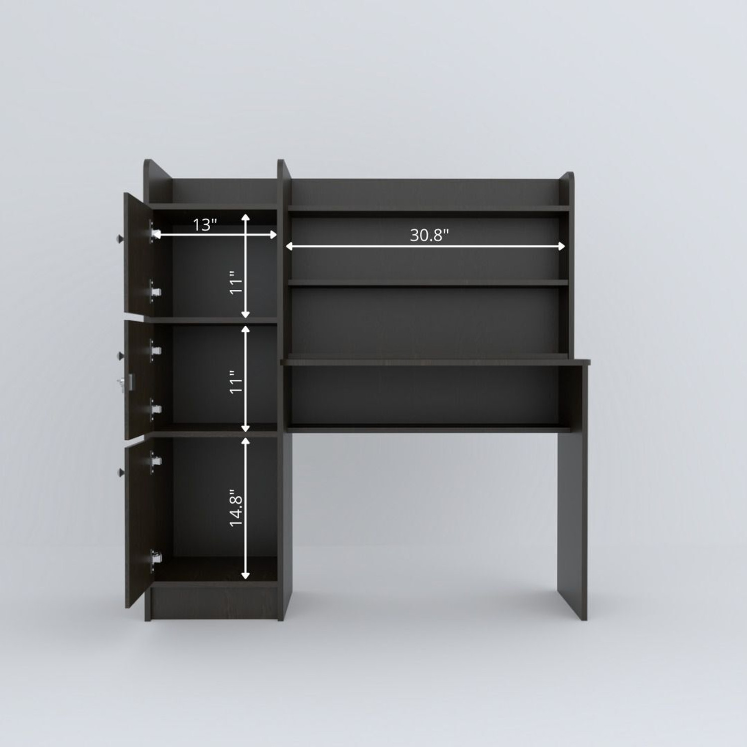 Image of neuspace Phoenix 3 Door Study Table with Storage Shelves & Cabinets Engineered Wood Study Table