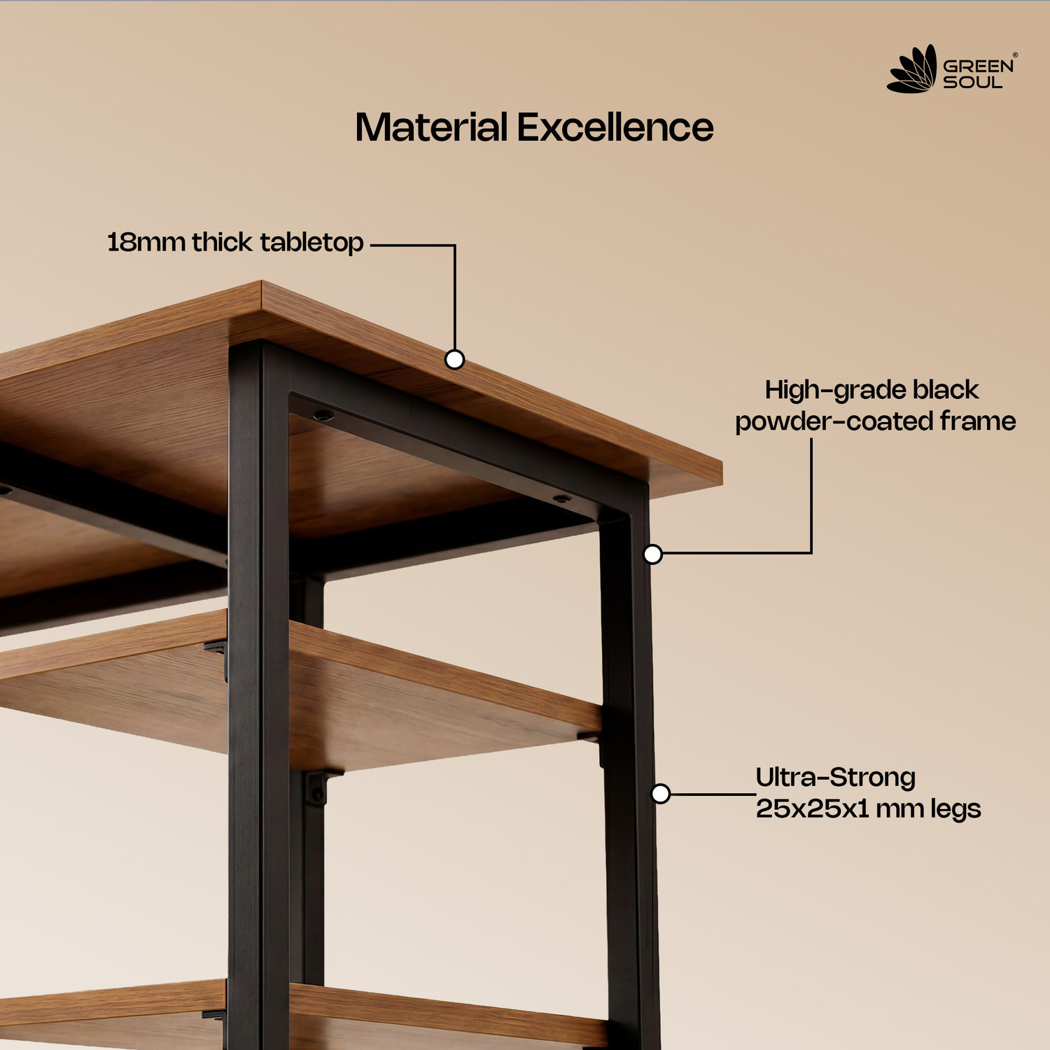 Image of GREEN SOUL Aspire L-Shaped Study Table with Monitor Riser for Home & Office Engineered Wood Multipurpose Table