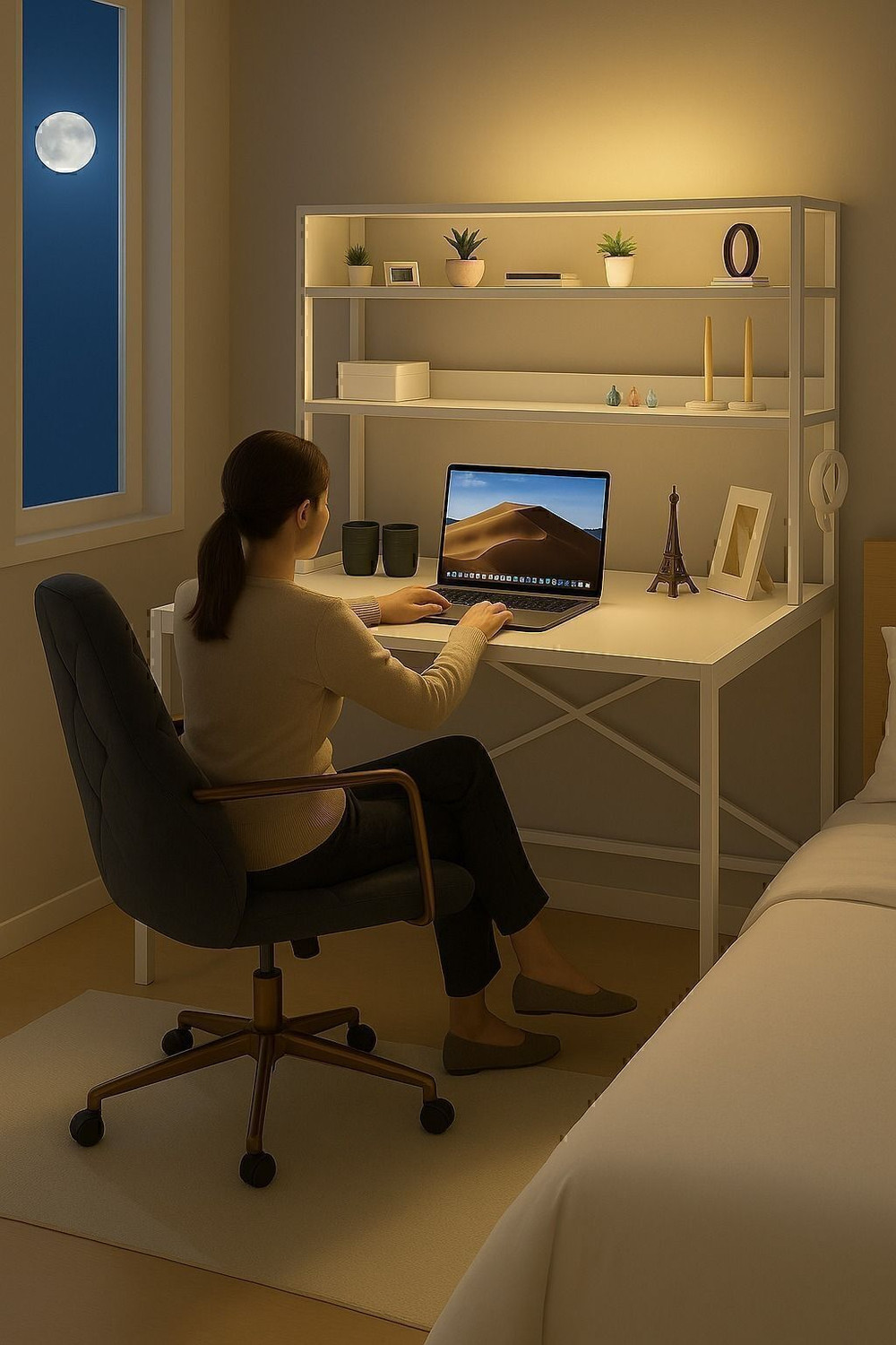 Image of House Of Akasha 3Tier Wooden Office Table Office Desk Computer Table L*90 B*60 H*157cm Engineered Wood Multipurpose Table