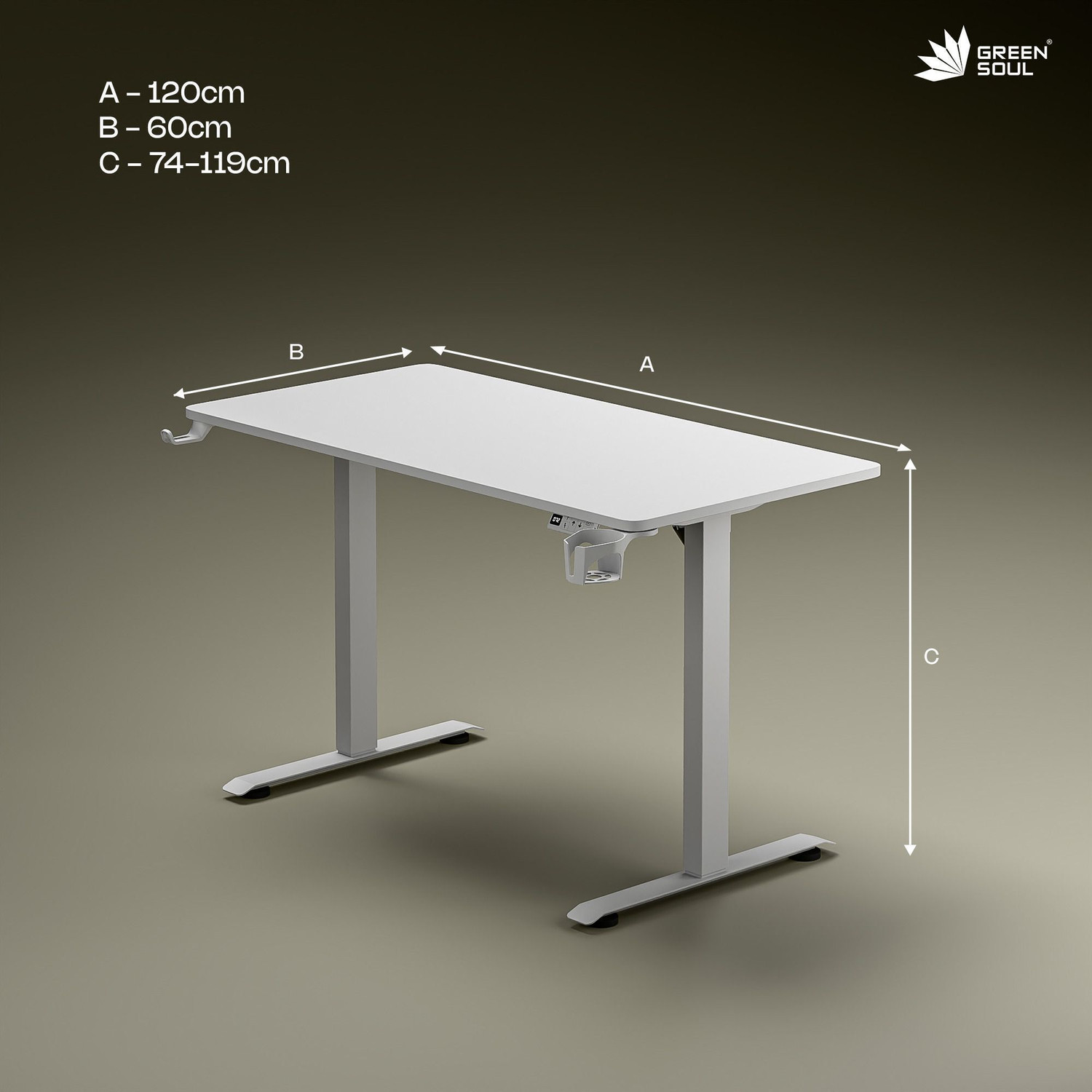Image of GREEN SOUL Imperium Pro Electric Height Adjustable 120cm wide|ImpactShield Anti-Collision Engineered Wood Office Table