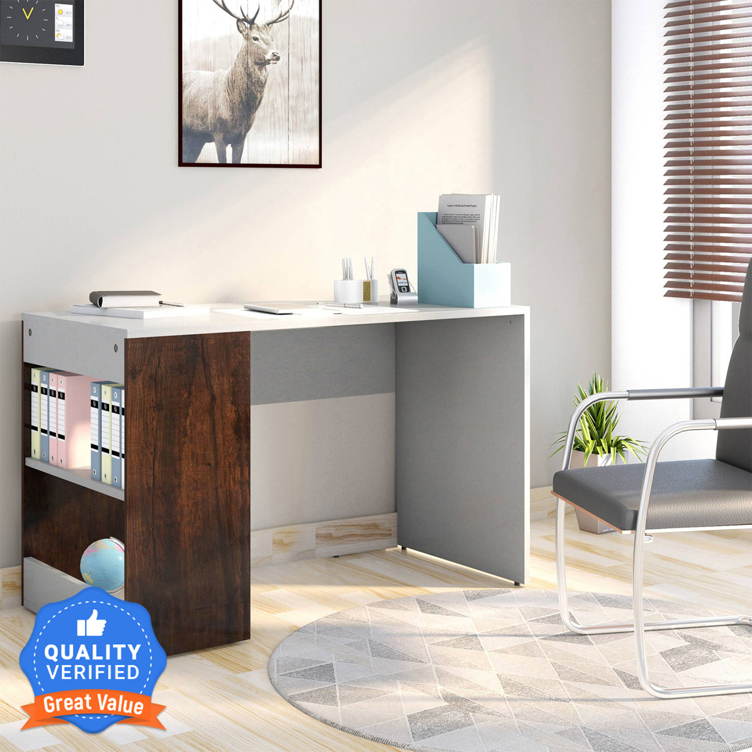 Image of Flipkart Perfect Homes Studio Augustine Dual Tone Engineered Wood Study Table