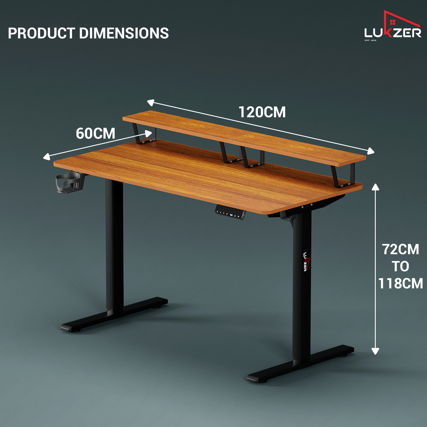 Image of LUKZER Electric Height Adjustable Desk with USB & Type-C Work from Home Table (EST-004) Engineered Wood Office Table