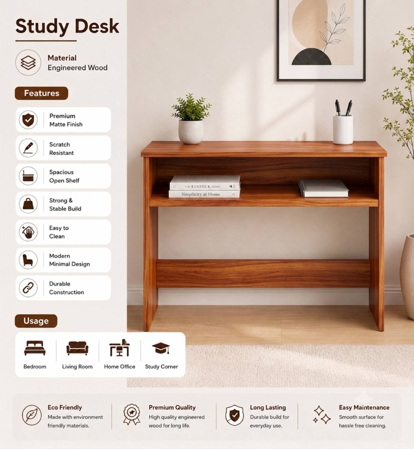 About Spaces Premium Modern Study Table - Image 3