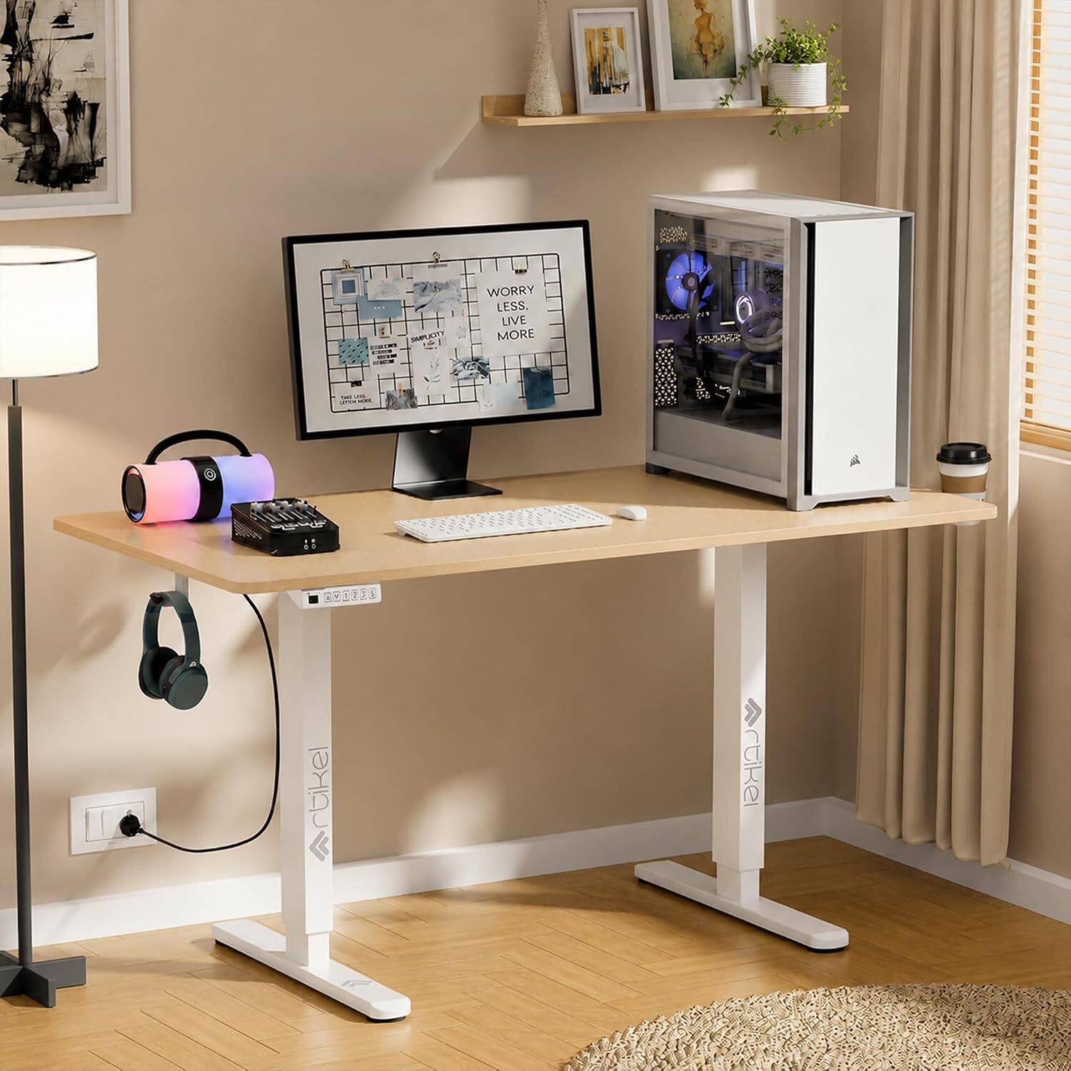 Artikel Eco Electric Height Adjustable Table Sit Stand Desk Home & Office Workspace Engineered Wood Multipurpose Table