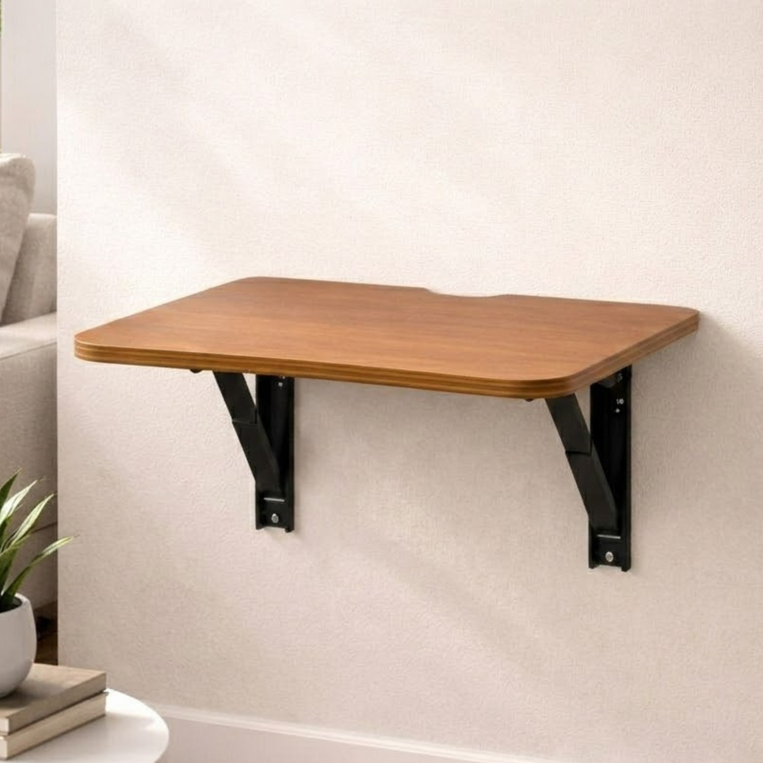 Image of Nestokart Foldable Wall Mounted Table Wooden Study Desk | Folding Laptop Table MDF Engineered Wood Multipurpose Table