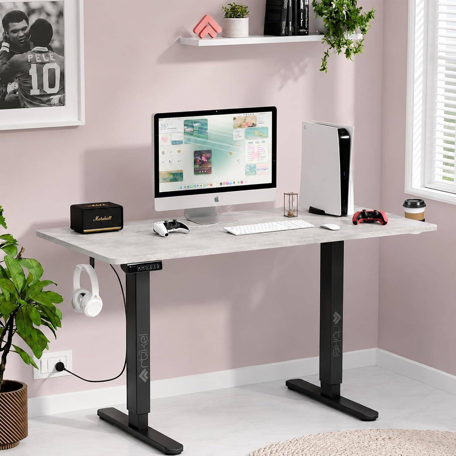 Artikel Eco Electric Height Adjustable Table Sit Stand Desk Home & Office Workspace Engineered Wood Multipurpose Table