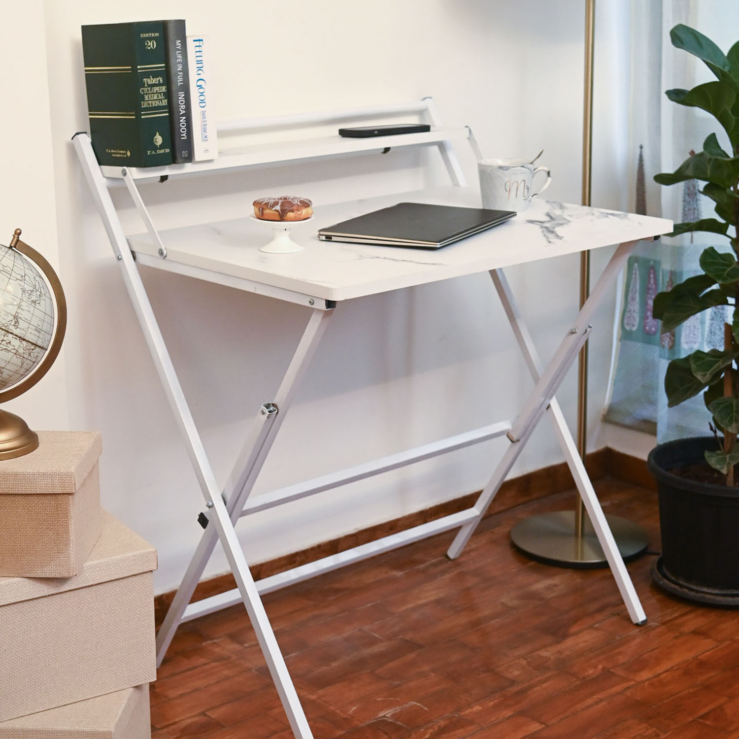 Image of Faburaa Venus 36x24 Shelf Foldable Table for Home and Office, Computer & Laptop, Engineered Wood Study Table