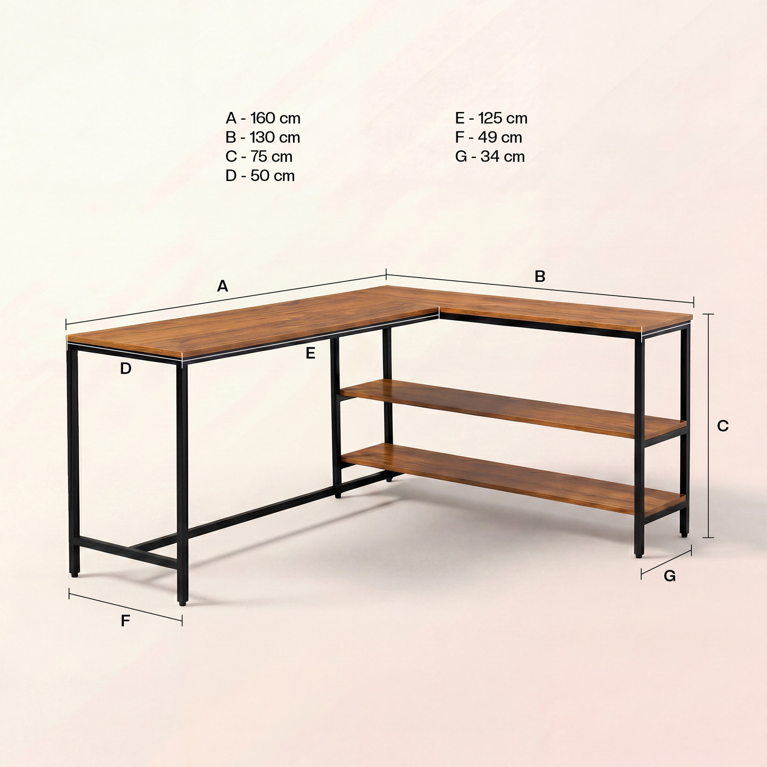 Image of GREEN SOUL Thrive L-Shaped Study Table with Book Shelf for Home and Office Engineered Wood Multipurpose Table