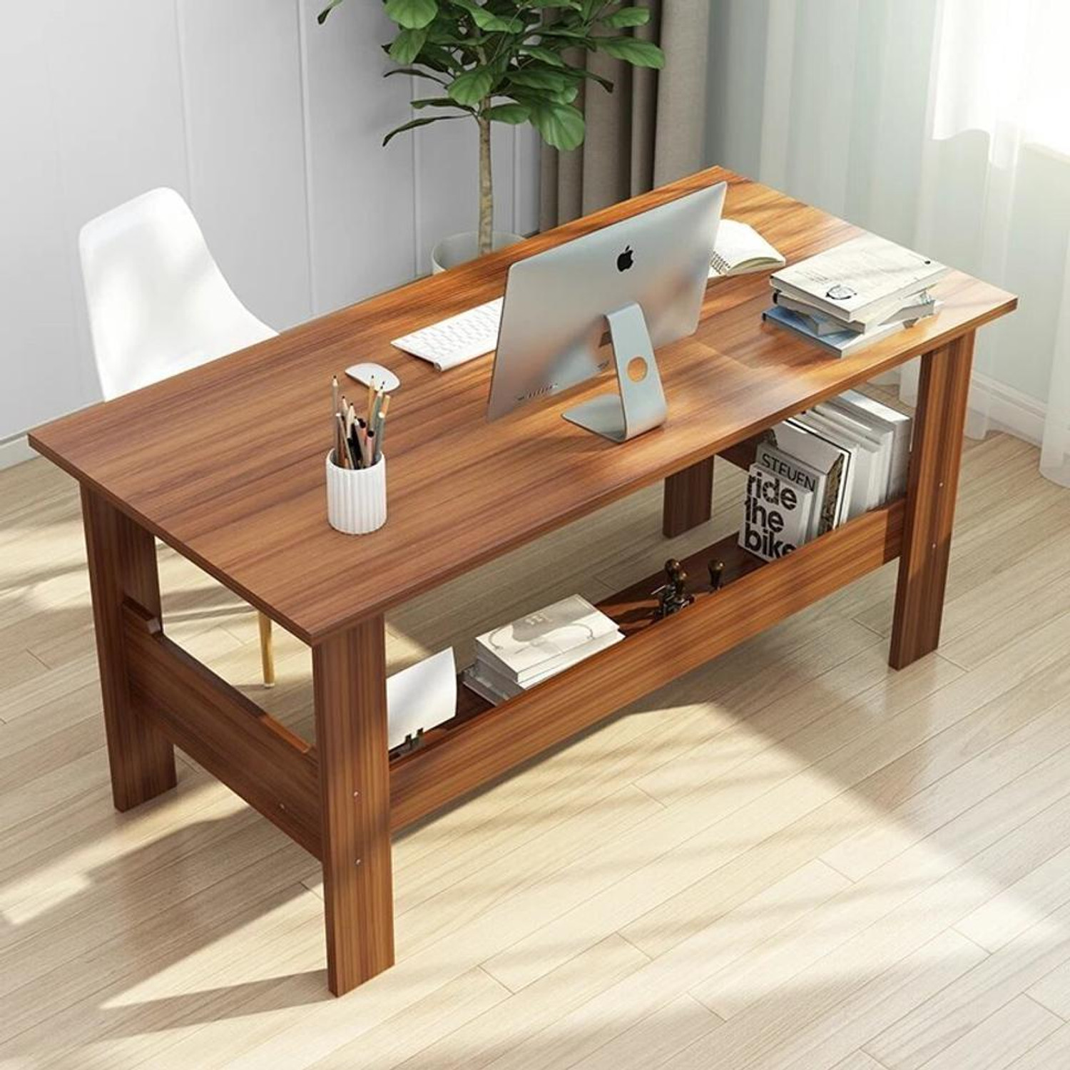 Image of LUKZER Computer Desk Laptop Study Table for Office Home Workstation Writing Modern Desk Engineered Wood Study Table