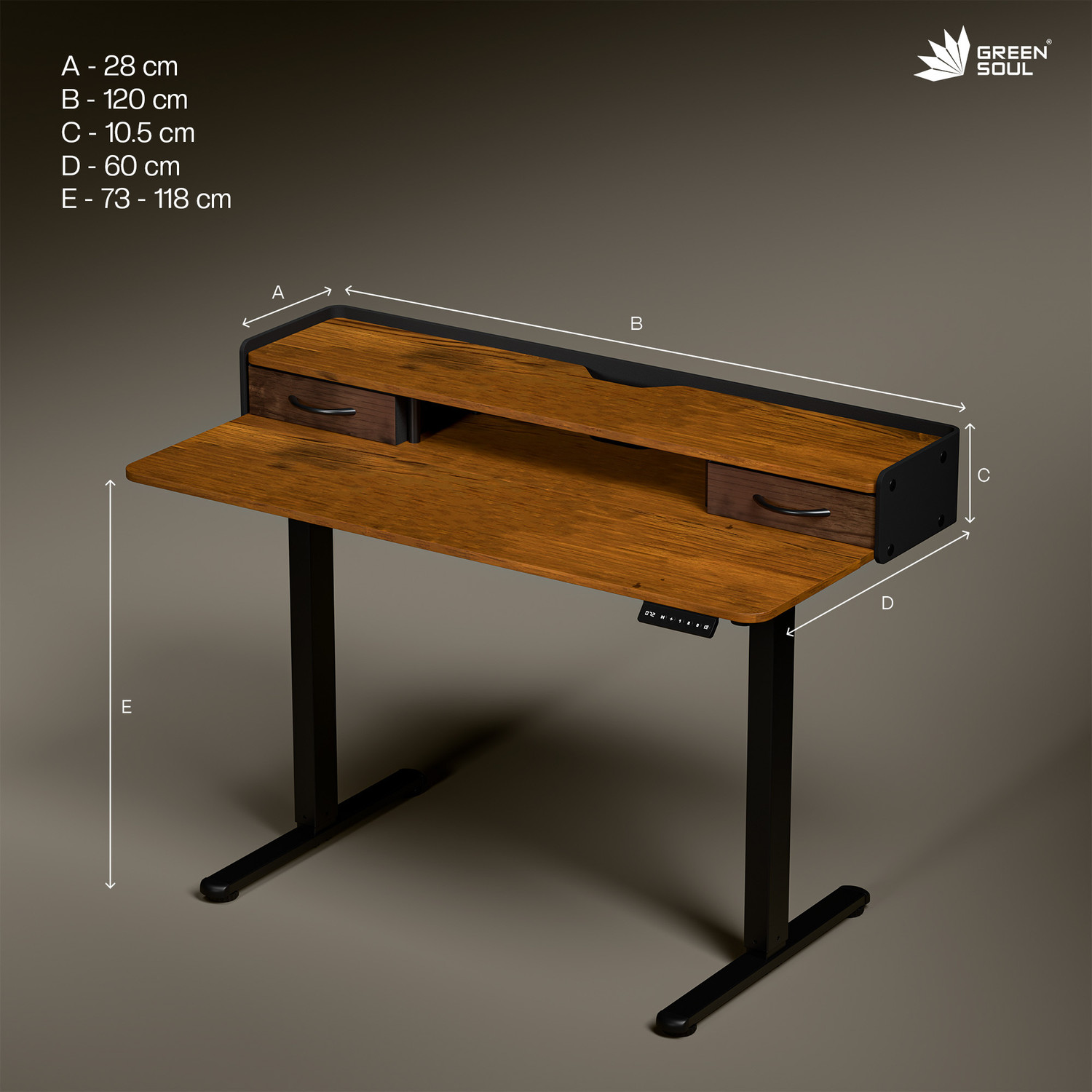Image of GREEN SOUL Elevate Plus Multi-Purpose Electric Height Adjustable Study Table | Engineered Wood Office Table
