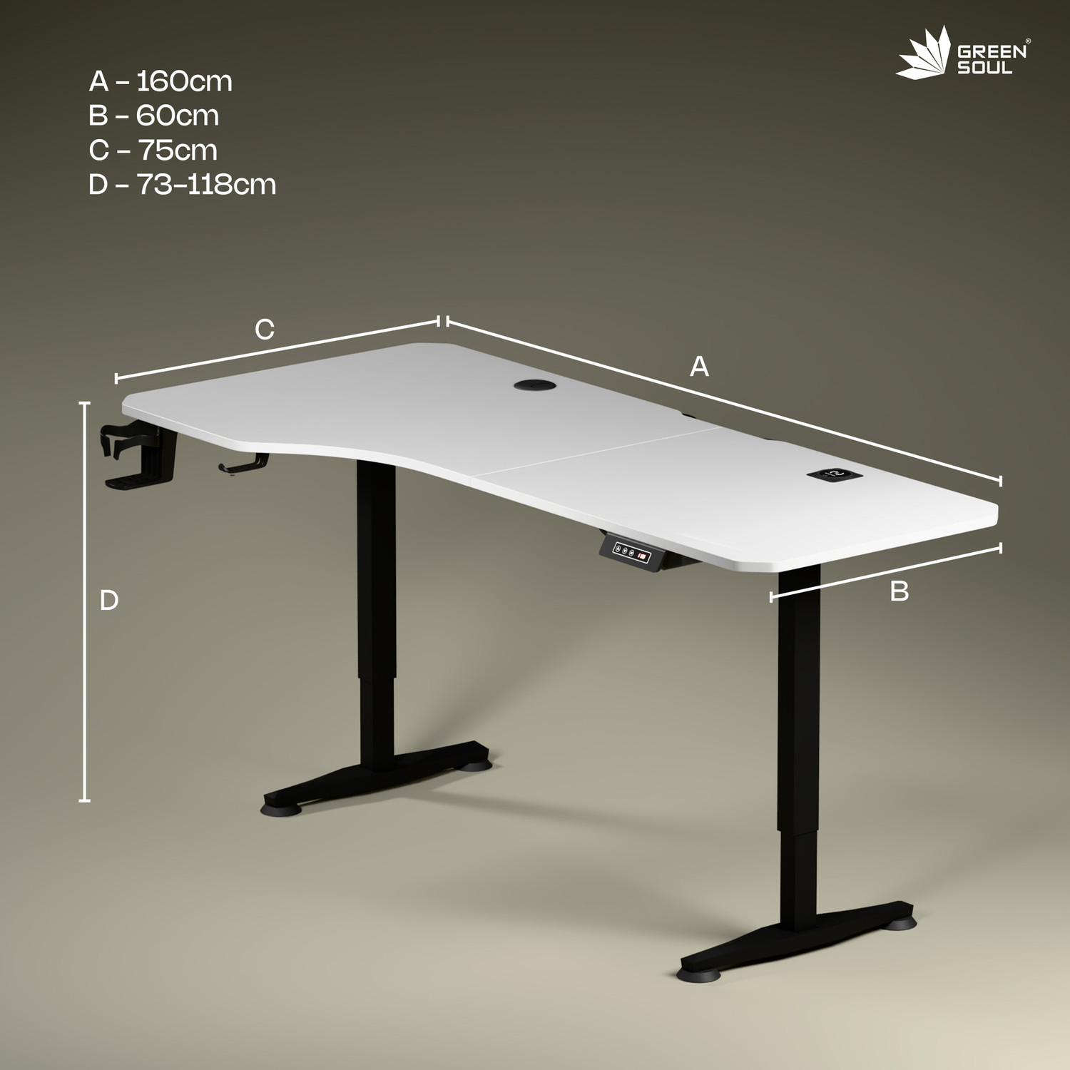 Image of GREEN SOUL Trigger 2.0 Multipurpose Electric Height Adjustable |Smart Charging | Spacious Engineered Wood Office Table