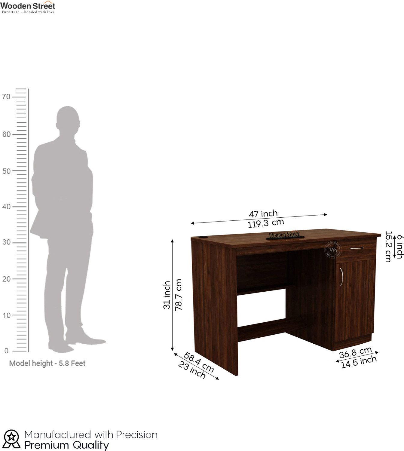 Image of Wooden Street Ignite Premium Engineered Wood Study Table With Multiple Storage Space (CWF) Engineered Wood Study Table