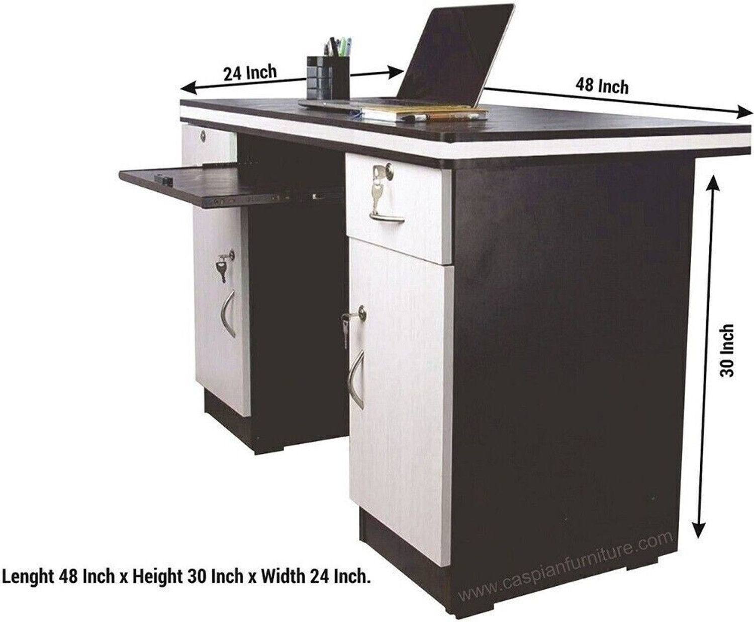 Image of CASPIAN Home & Office Table /Study Table with Drawer & Shelves | Work from Home Table Engineered Wood Study Table