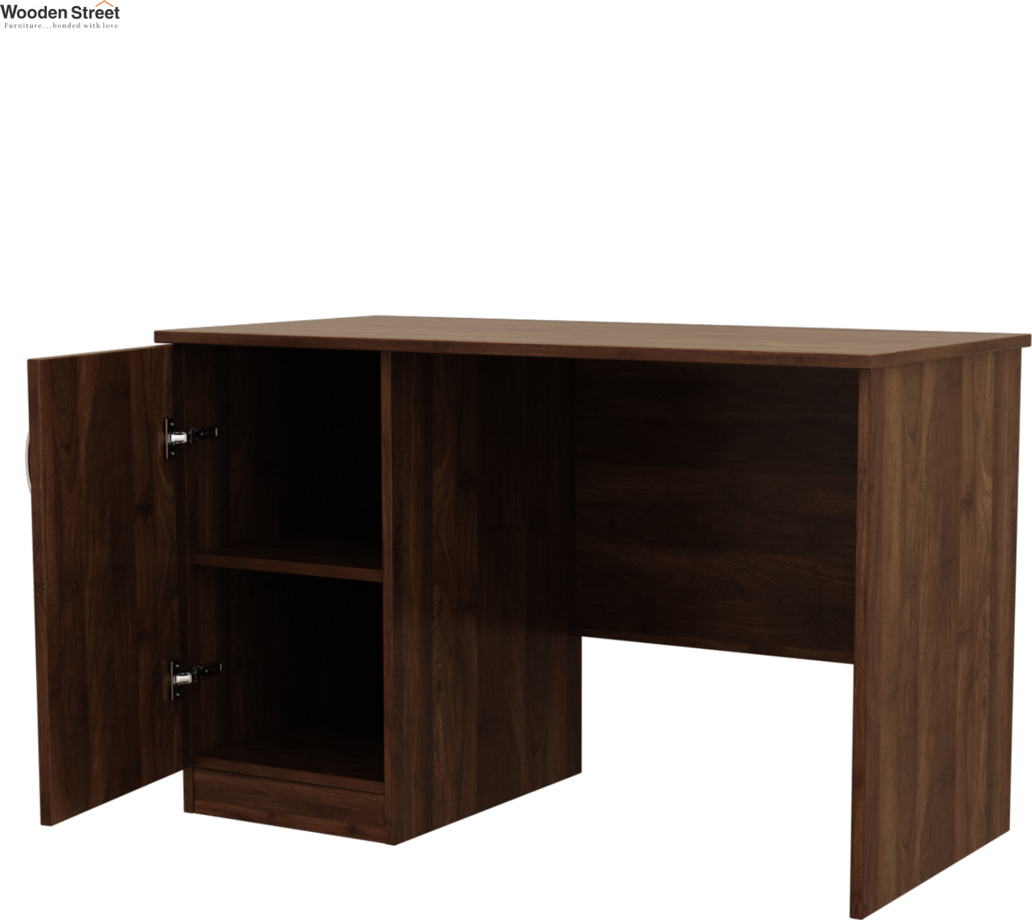 Image of Wooden Street Arc Engineered Wood Study Table With 2 Layer Closed Storage Cabinet (CWF) Engineered Wood Study Table