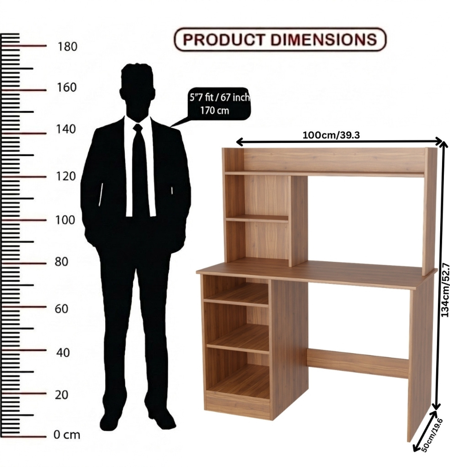 Image of Flipkart Perfect Homes Multipurpose Portable Study Desk with Hutch Storage & Shelves for Home Office Engineered Wood Study Table