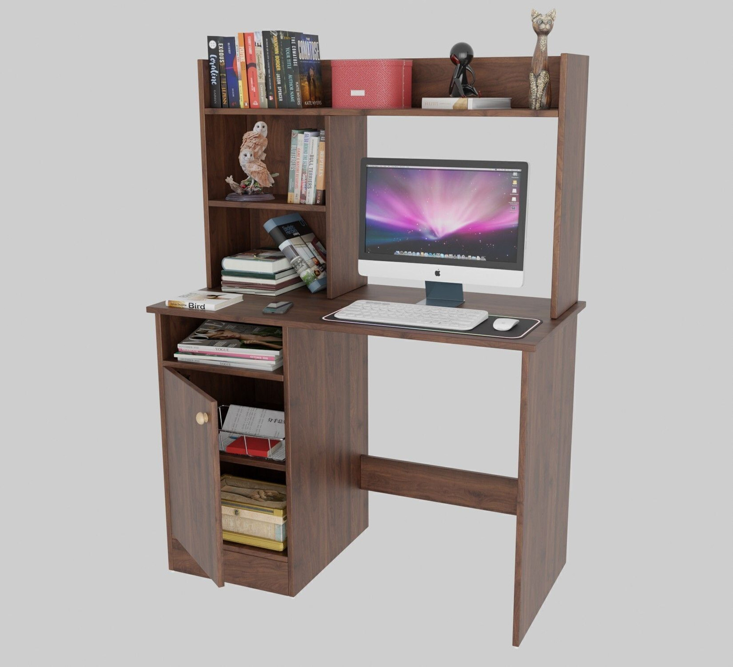 Image of Spyder Craft Multipurpose Portable Study Desk with Hutch Storage & Shelves for Home Office Engineered Wood Study Table
