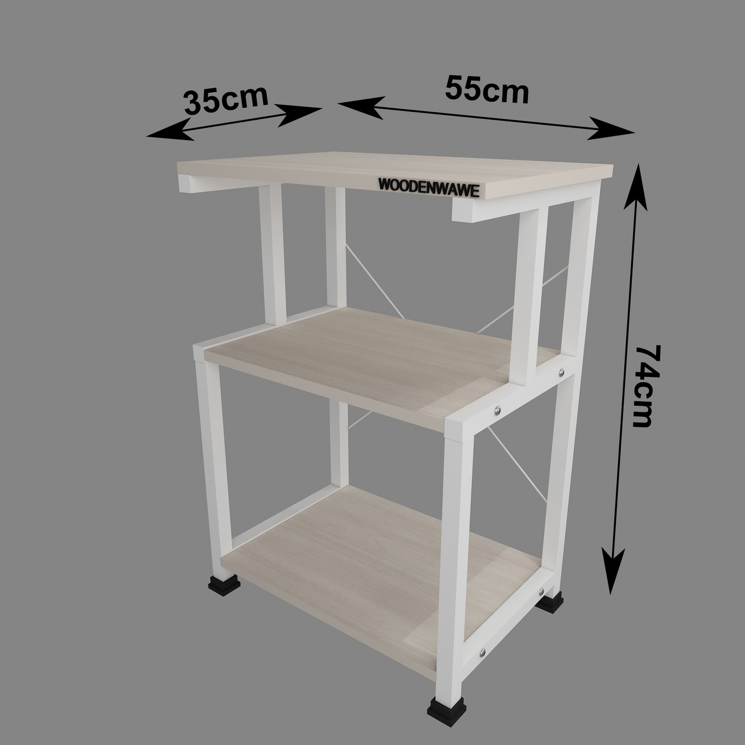 Image of WOODENWAWE WOODENWAWE Multi-Purpose Printer 3 Tier Printer Stand, Engineered Wood Multipurpose Table
