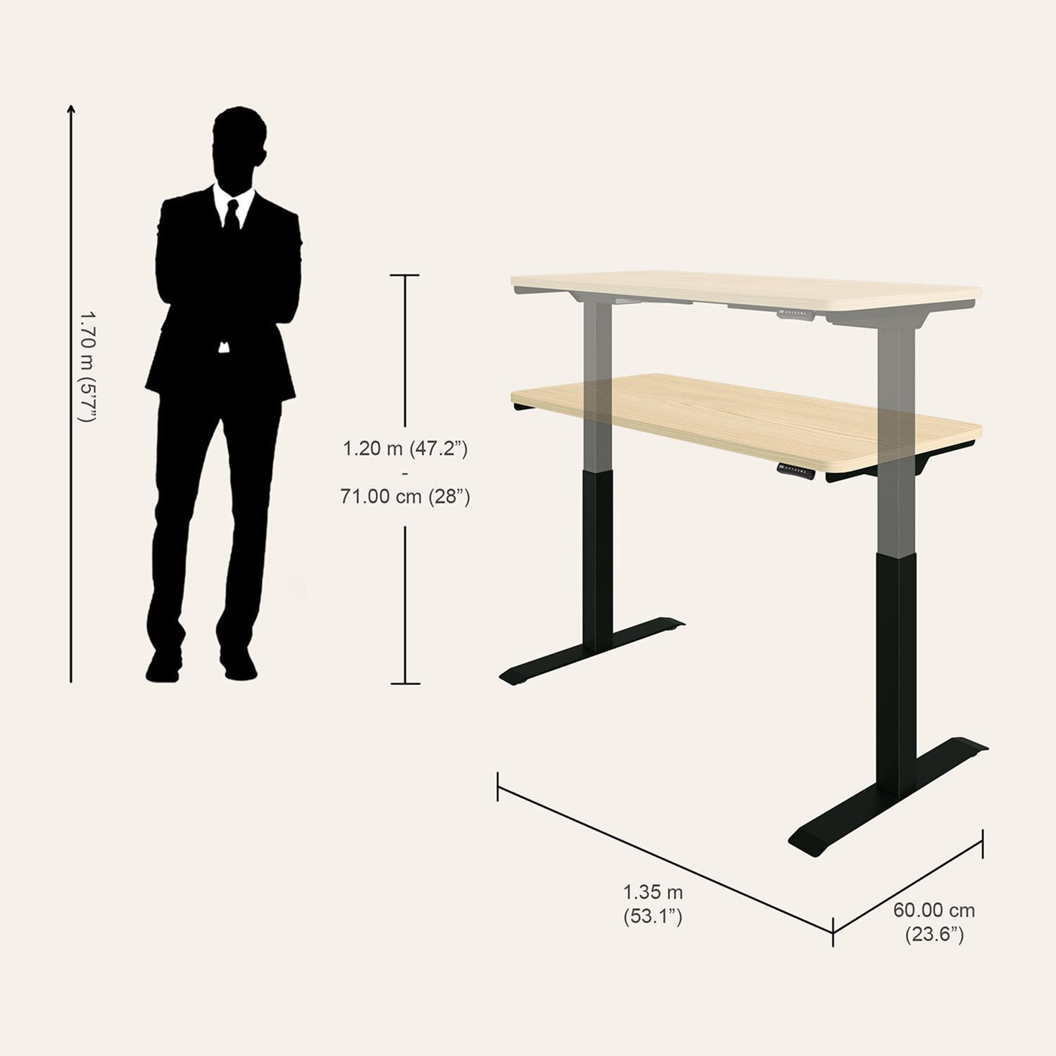 Image of Interio by Godrej Stance Dual Motor Height Adjustable Work Desk Engineered Wood Multipurpose Table