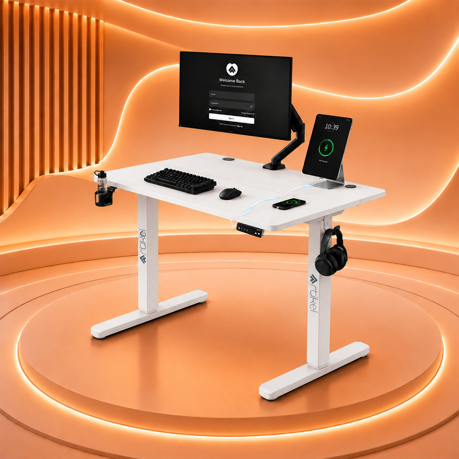 Image of Artikel Artikel Eco-Neo Height Adjustable Standing Table 120x60cm, USB & Type-C Engineered Wood Office Table