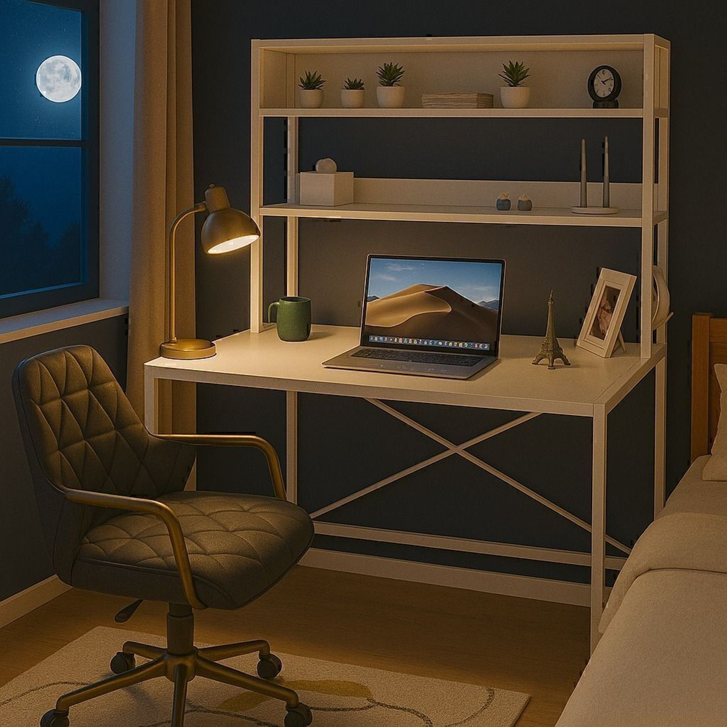 Image of House Of Akasha 3Tier Wooden Office Table Office Desk Computer Table L*90 B*60 H*157cm Engineered Wood Multipurpose Table