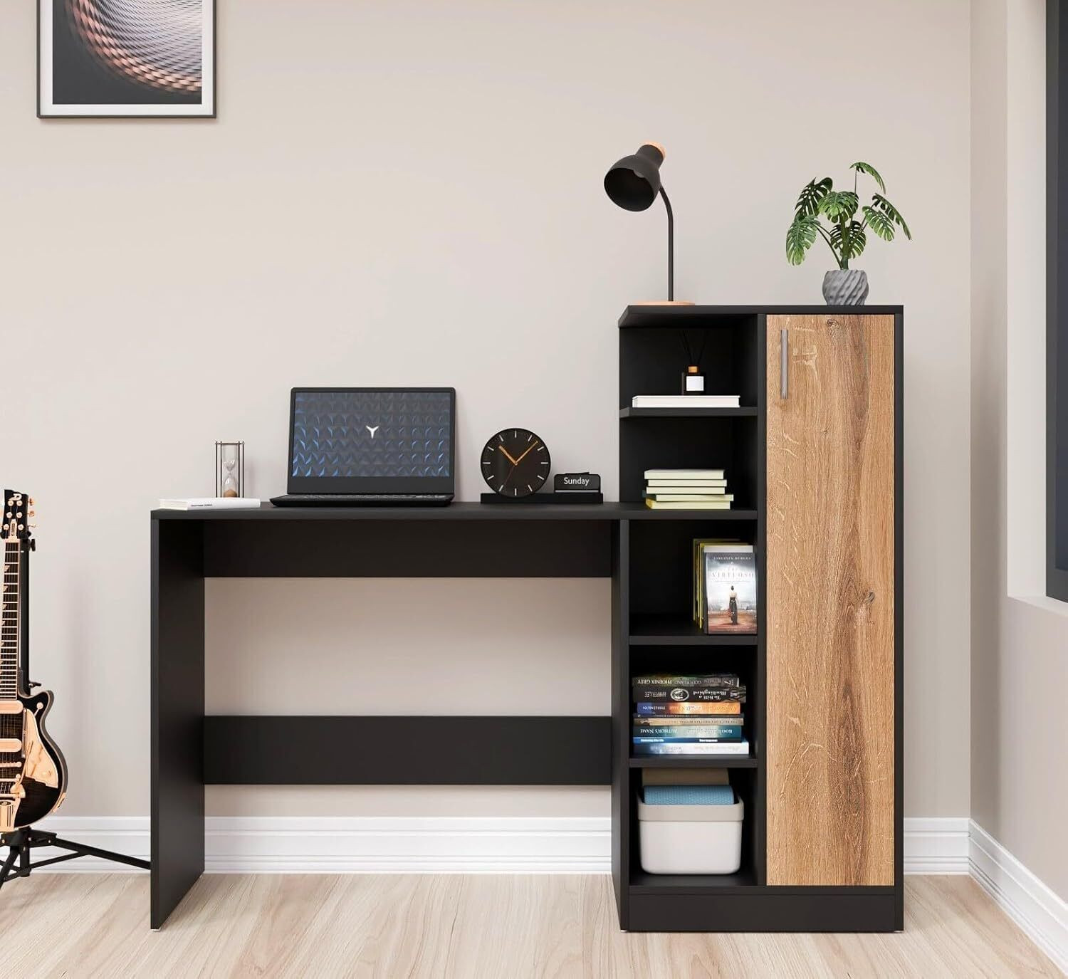 Image of Arizen Multipurpose Desk for office, Study With Book Storage Engineered Wood Multipurpose Table