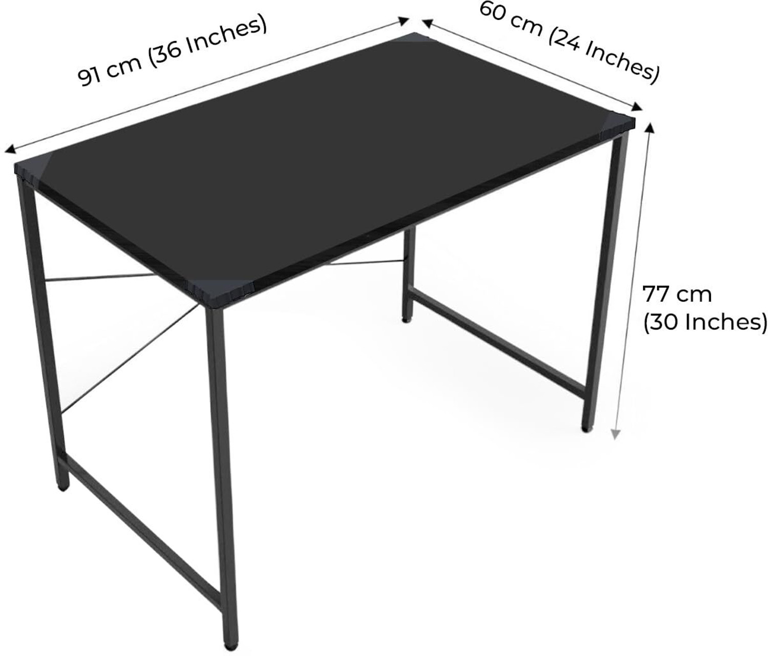 Image of wow craft Study Table for Home | Computer Desk Black with Black Legs | 91x60x77 cm Engineered Wood Study Table