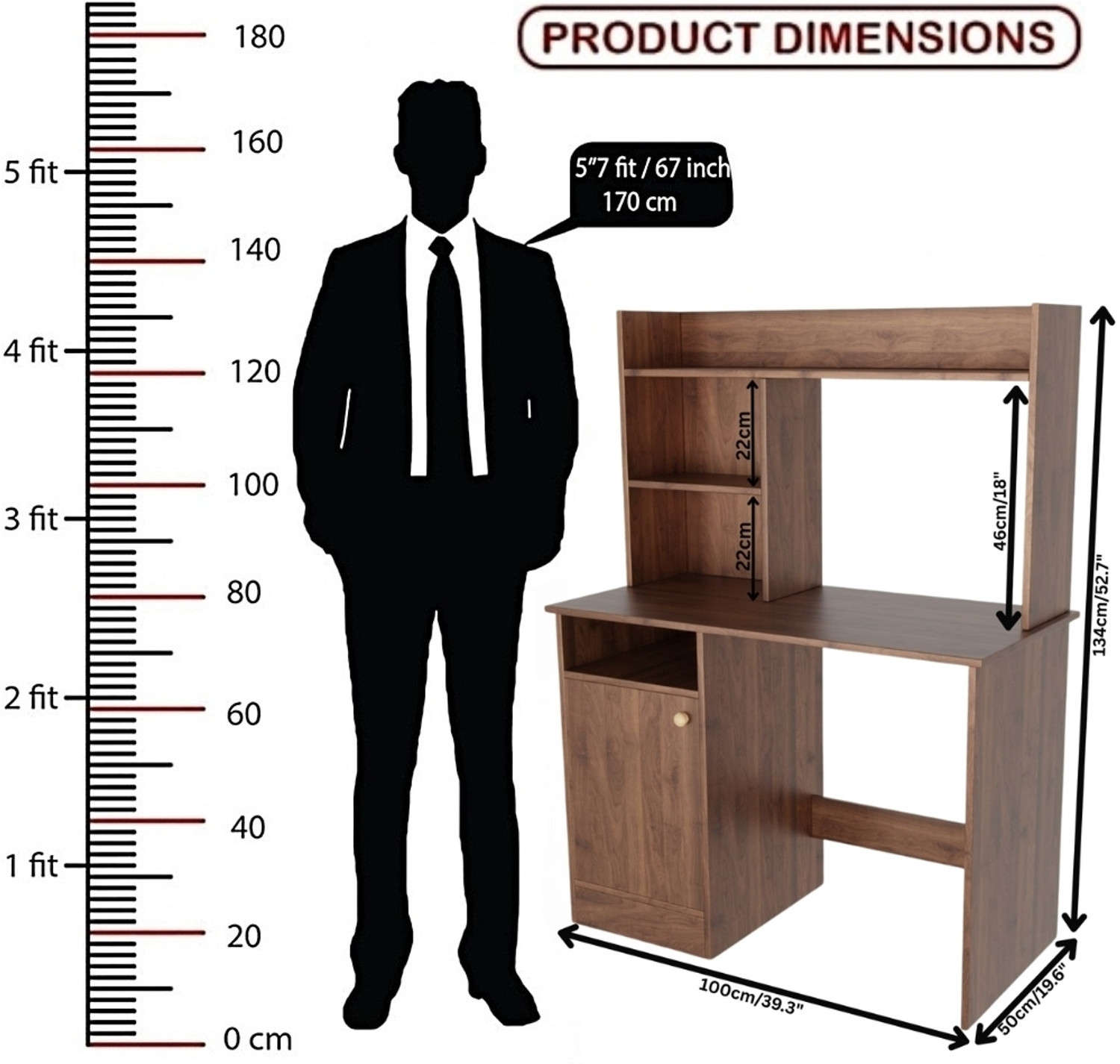 Image of Flipkart Perfect Homes Multipurpose Portable Study Desk with Hutch Storage & Shelves for Home Office Engineered Wood Study Table