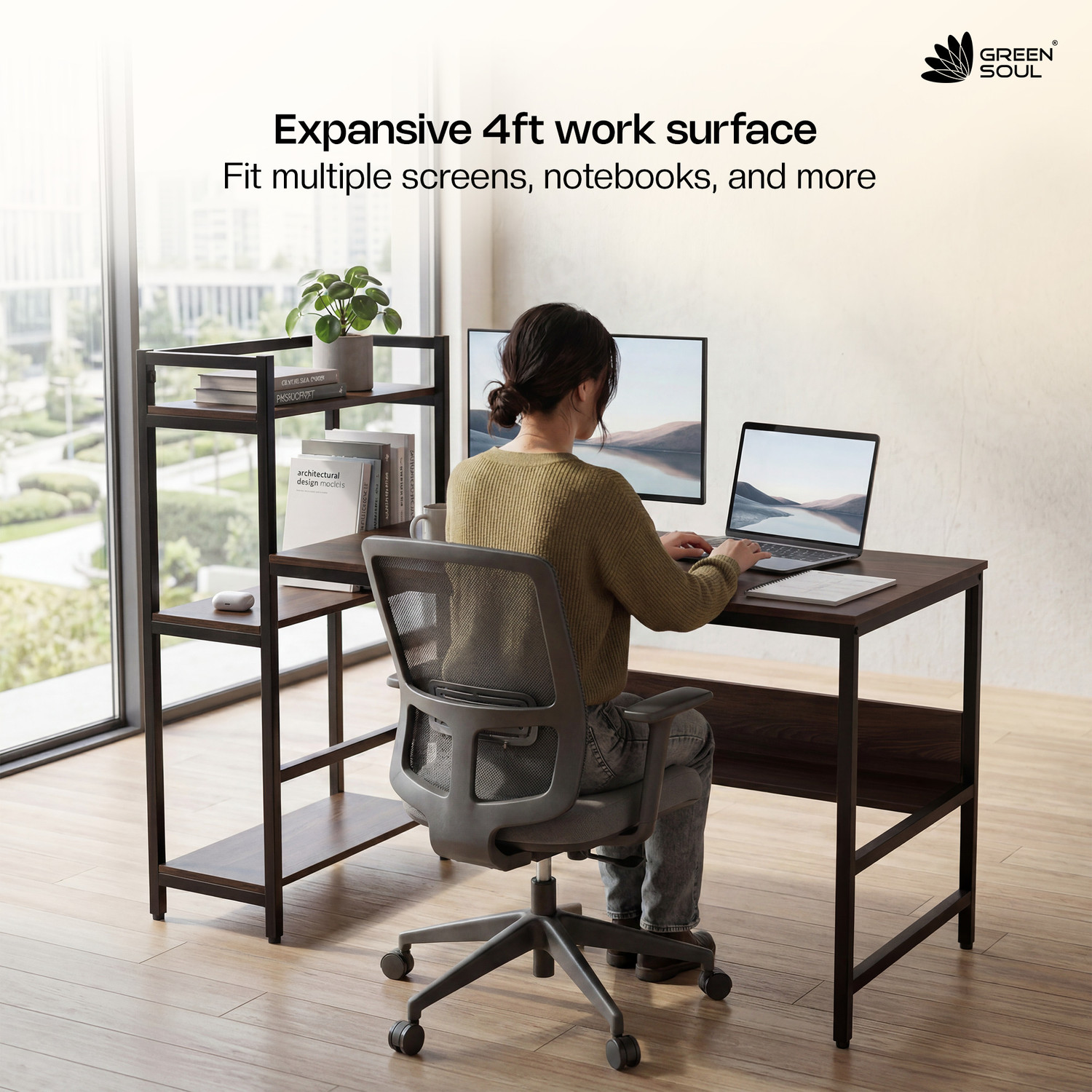 Image of GREEN SOUL Harmony Computer Table for Home PC | Office Table for Home for Students Engineered Wood Multipurpose Table