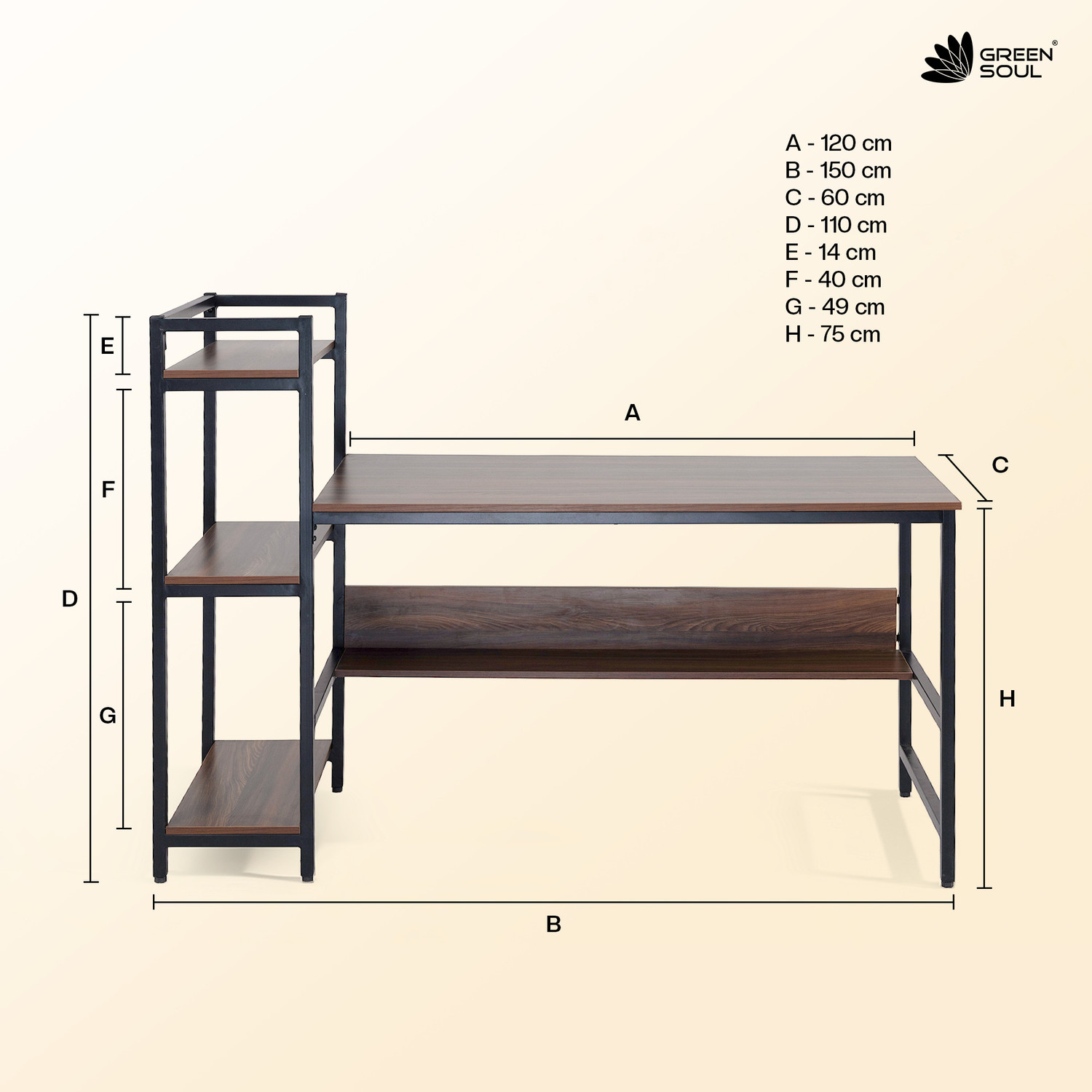 Image of GREEN SOUL Harmony Computer Table for Home PC | Office Table for Home for Students Engineered Wood Multipurpose Table
