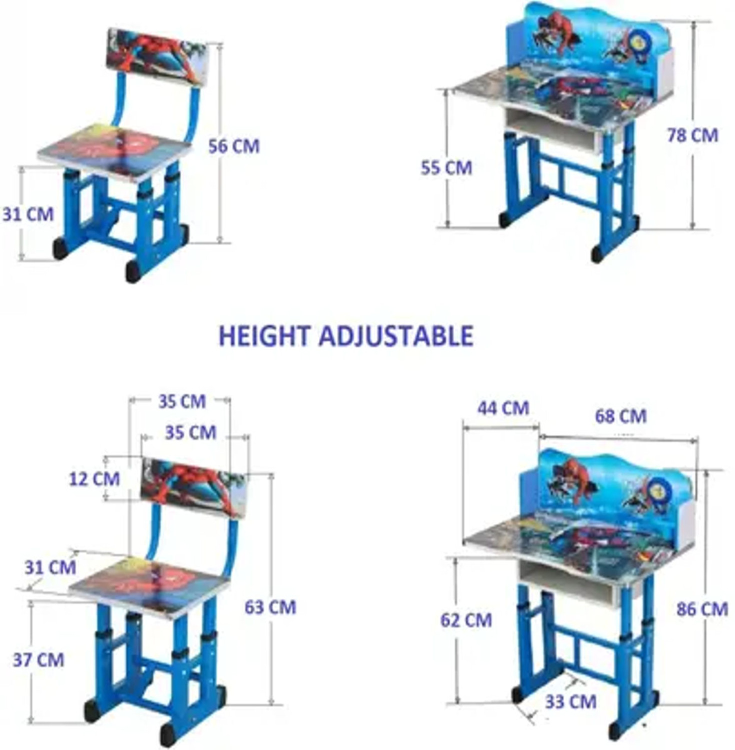 Image of Little Angel Kid's Study Table and Chair set / Height Adjustable Engineered Wood Study Table