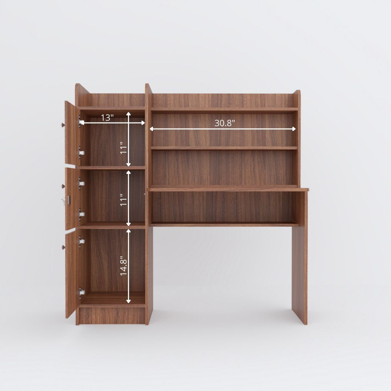 Image of neuspace Phoenix 3 Door Study Table with Storage Shelves & Cabinets Engineered Wood Study Table