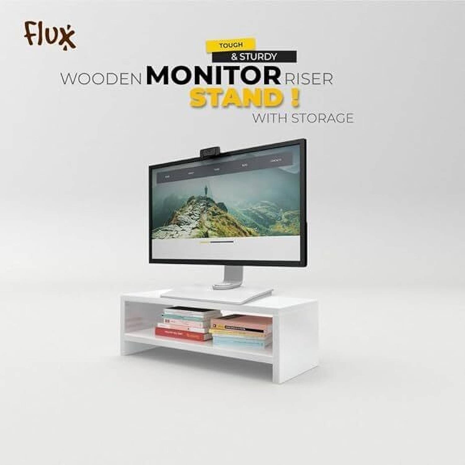Flux FX548 Wooden Laptop Stand with Adjustable Height Compatible with Universal Laptops